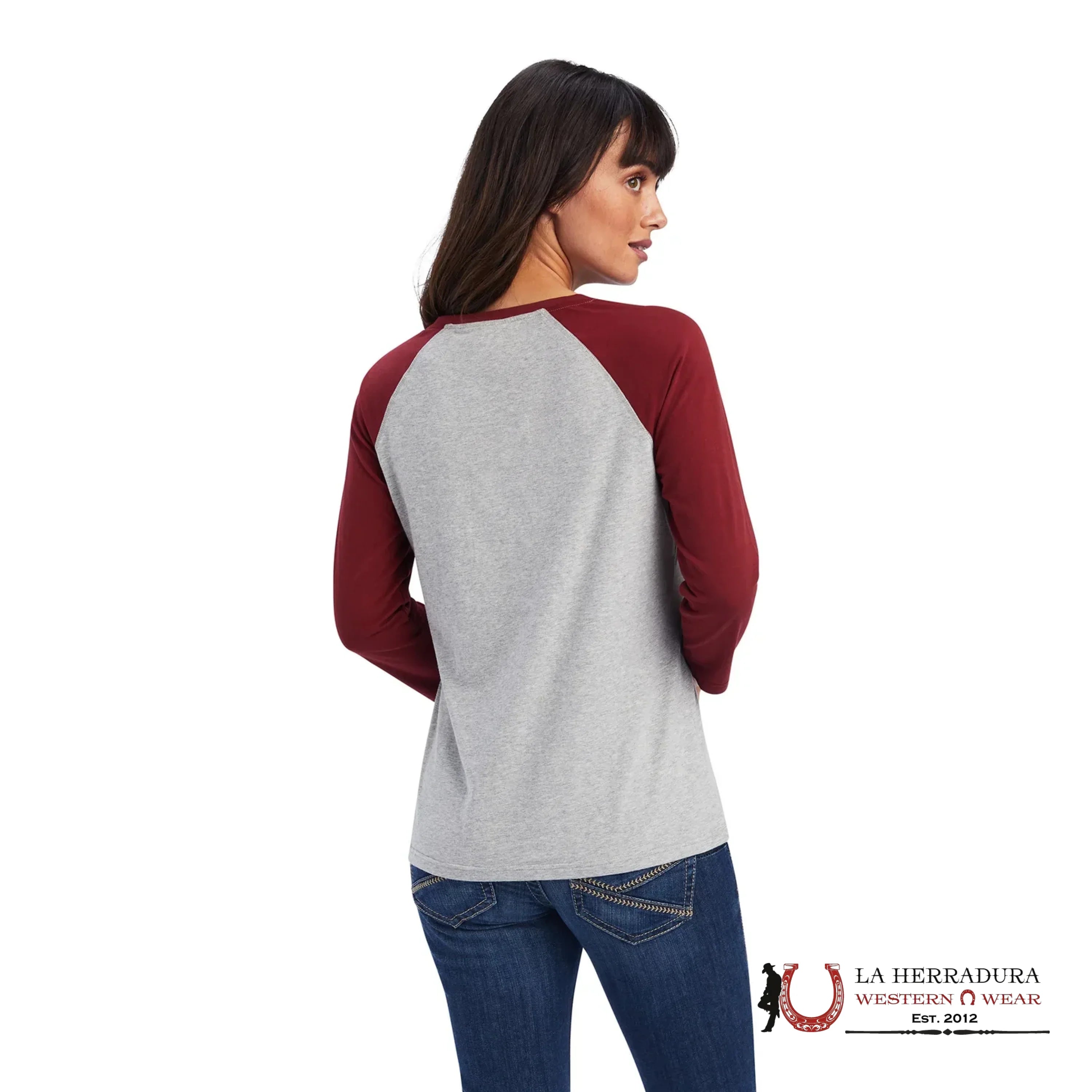 ARIAT WOMEN REAL SUNRISE HEATHER GREY LONG SLEEVE T-SHIRT 10041293 ROPA MUJERES