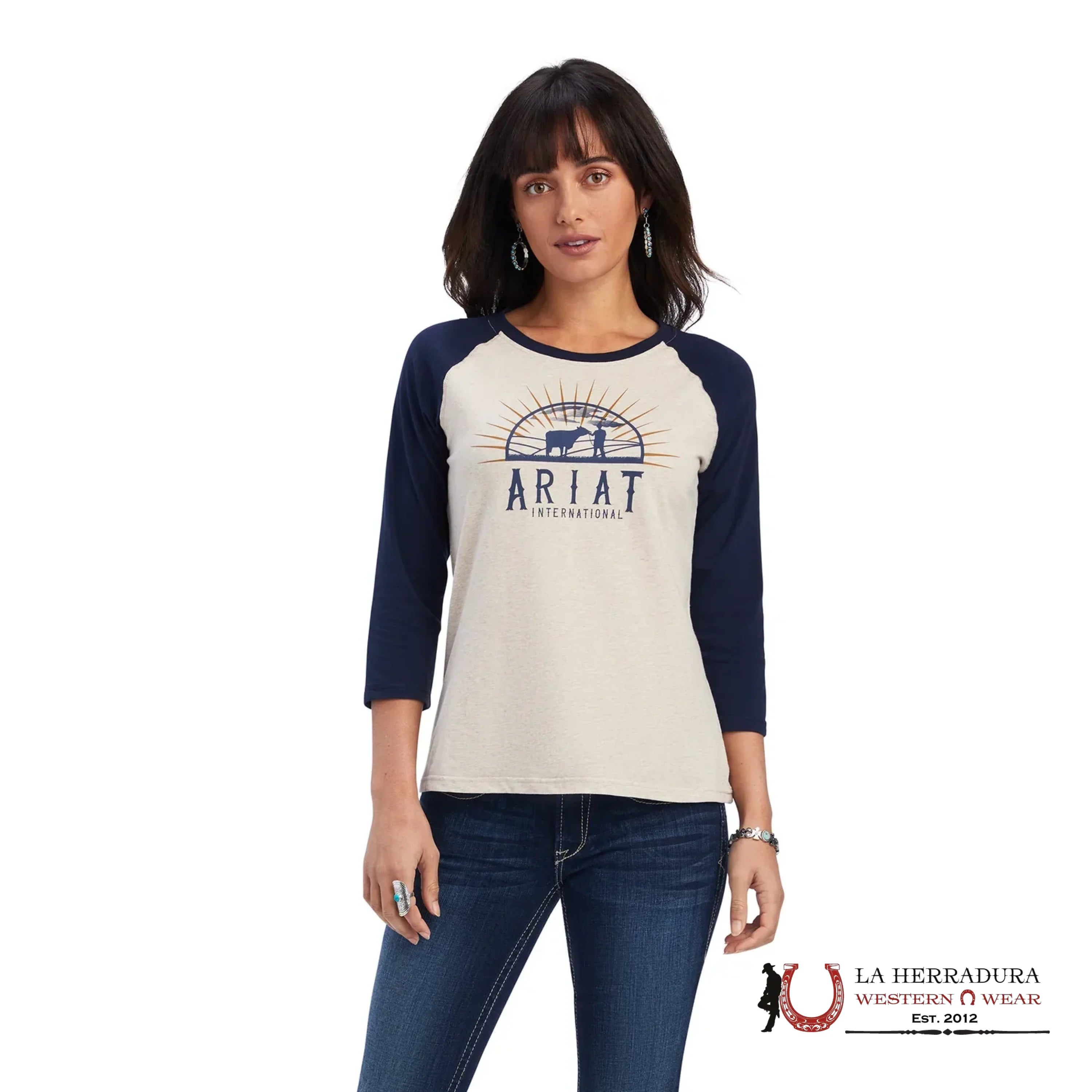 ARIAT WOMEN REAL SUNRISE WHEAT HEATHER LONG SLEEVE T SHIRT 10041292 ROPA MUJERES