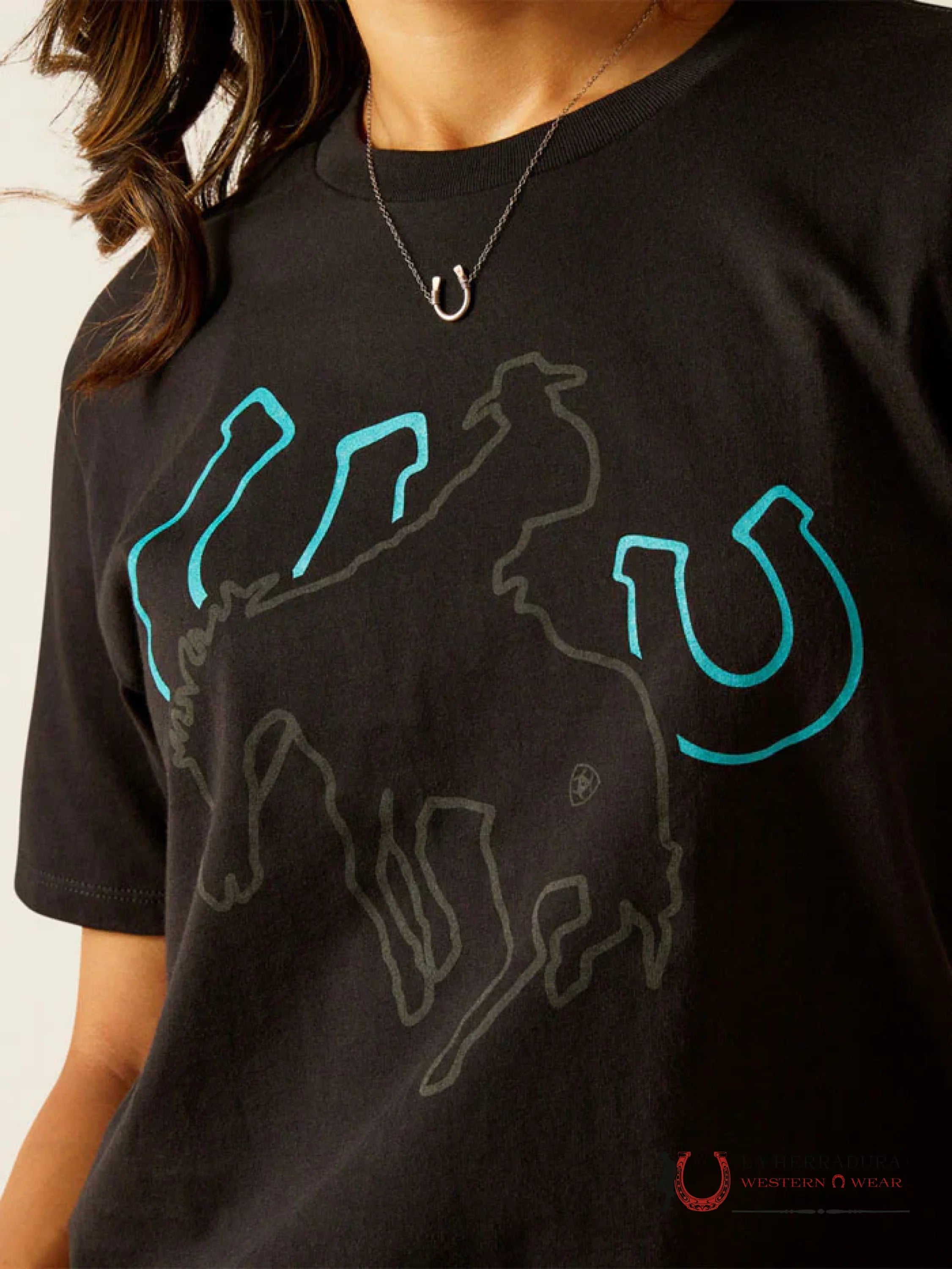 ARIAT WOMEN RIDERS CLUB BLACK SHORT SLEEVE TEE 10051769 ROPA MUJERES