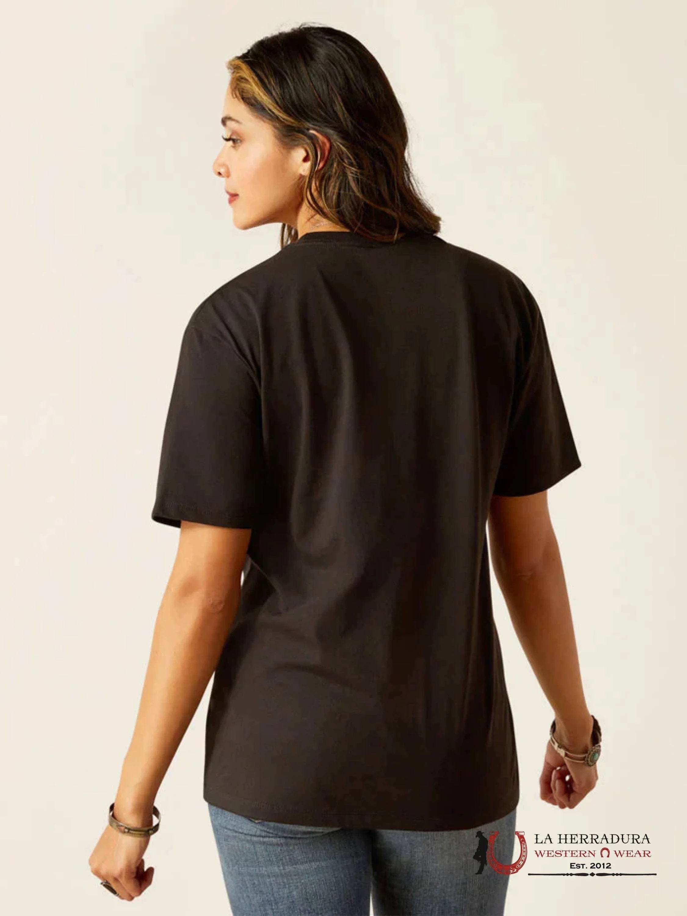 ARIAT WOMEN RIDERS CLUB BLACK SHORT SLEEVE TEE 10051769 ROPA MUJERES