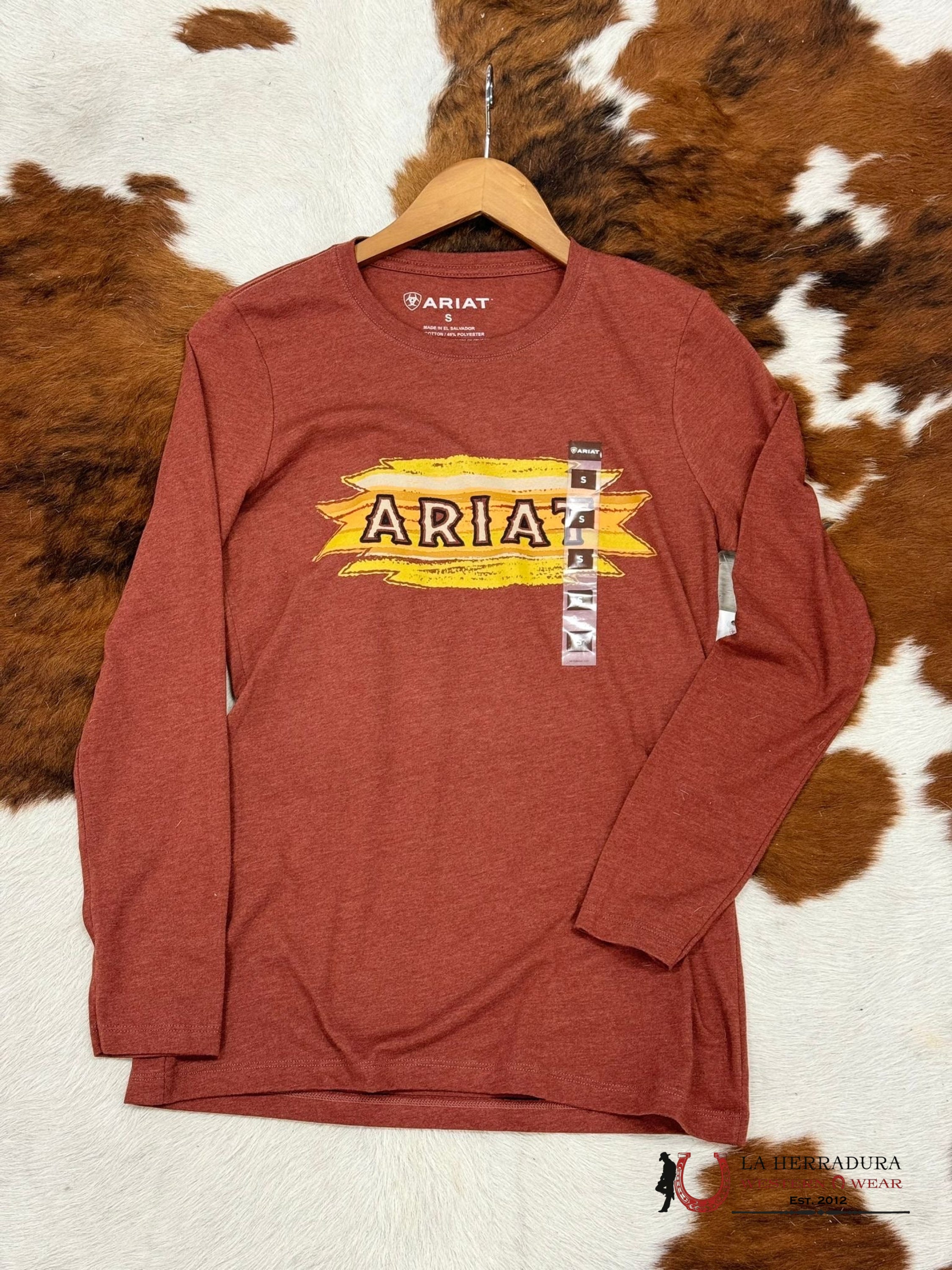 Ariat Women Serape Rust Heather Long Sleeve T-Shirt Ropa Mujeres