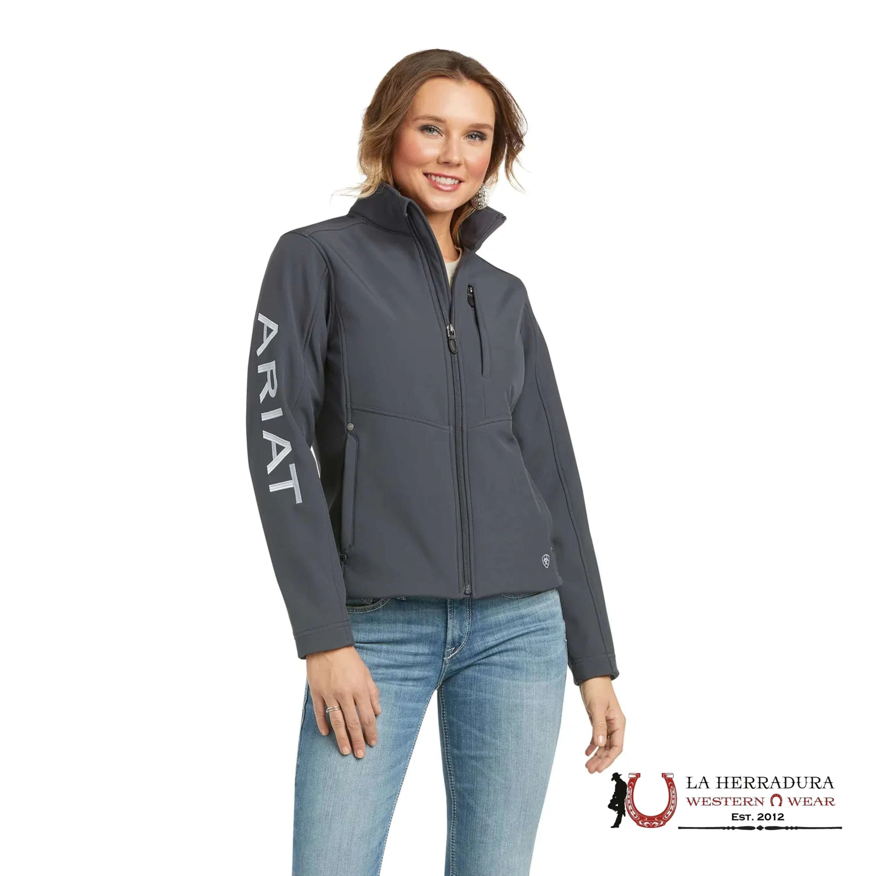 ARIAT WOMEN SOFT SHELL REAL PATRIOT INDIA LNK GREY AMERICA FLAG LOGO 10037438 ROPA MUJERES