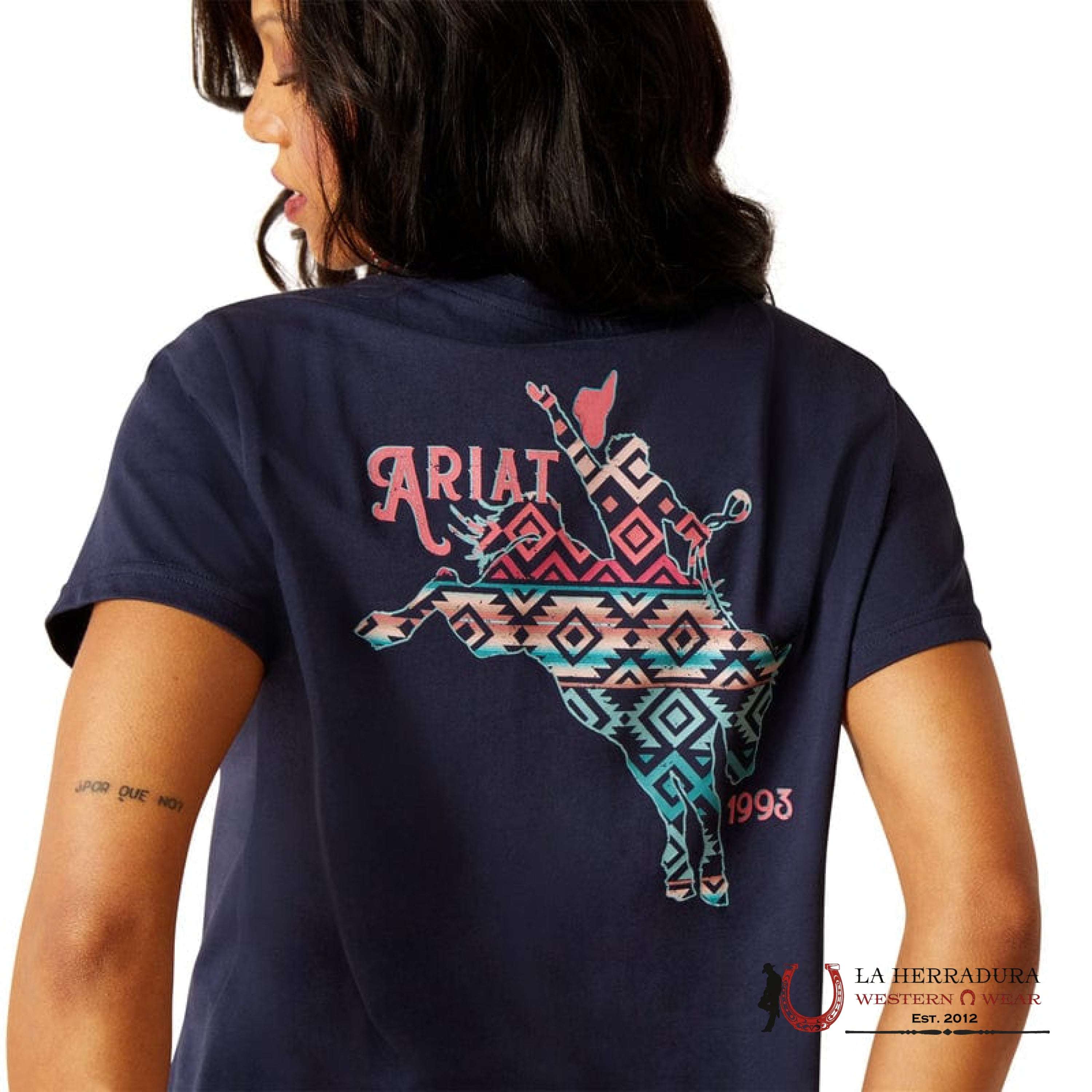 ARIAT WOMEN T-SHIRT BRONCO NAVY SHORT SLEEVE 10048644 ROPA MUJERES