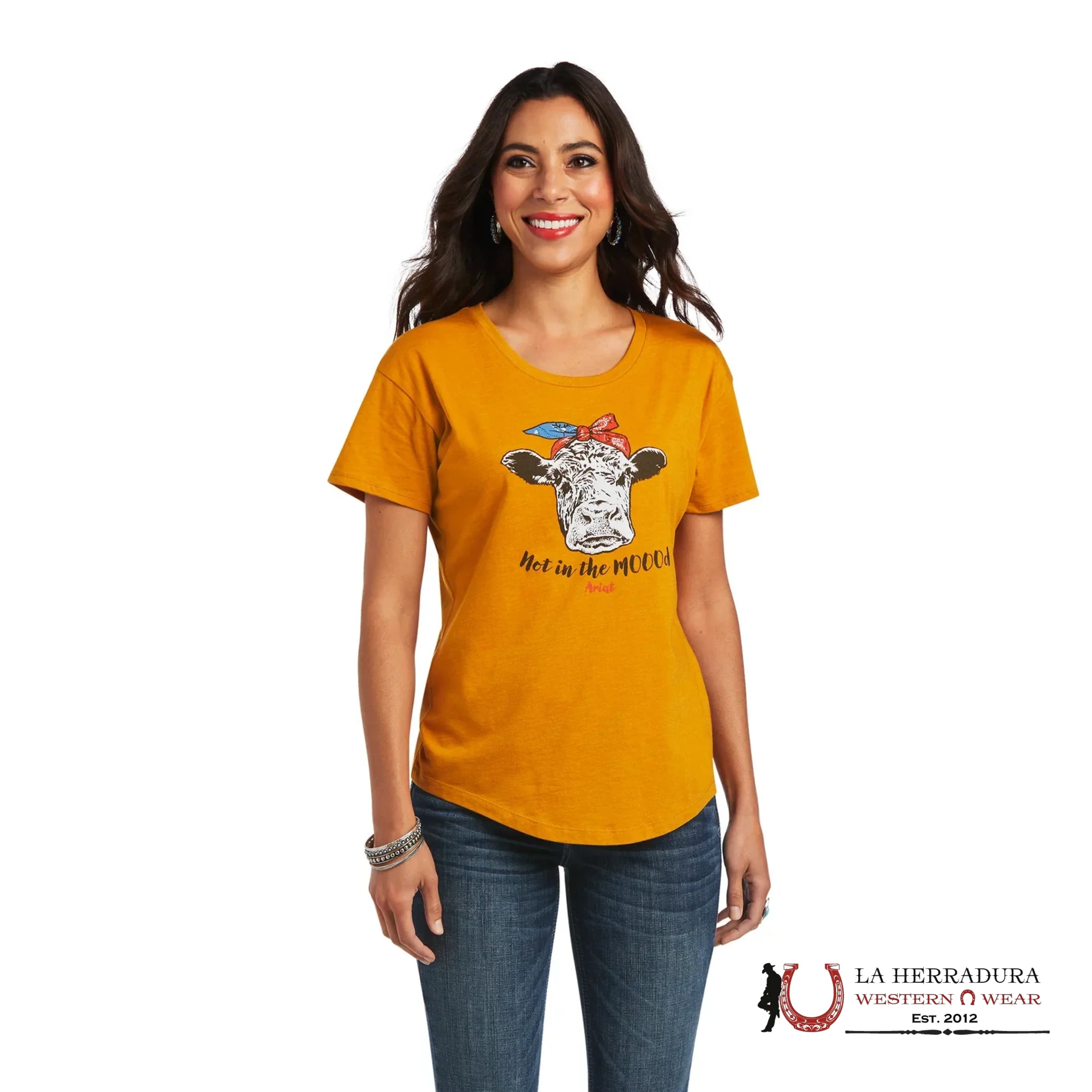 ARIAT WOMEN T-SHIRT BUCKHORN HEATHER NO IN THE MOOD 10040964 ROPA MUJERES