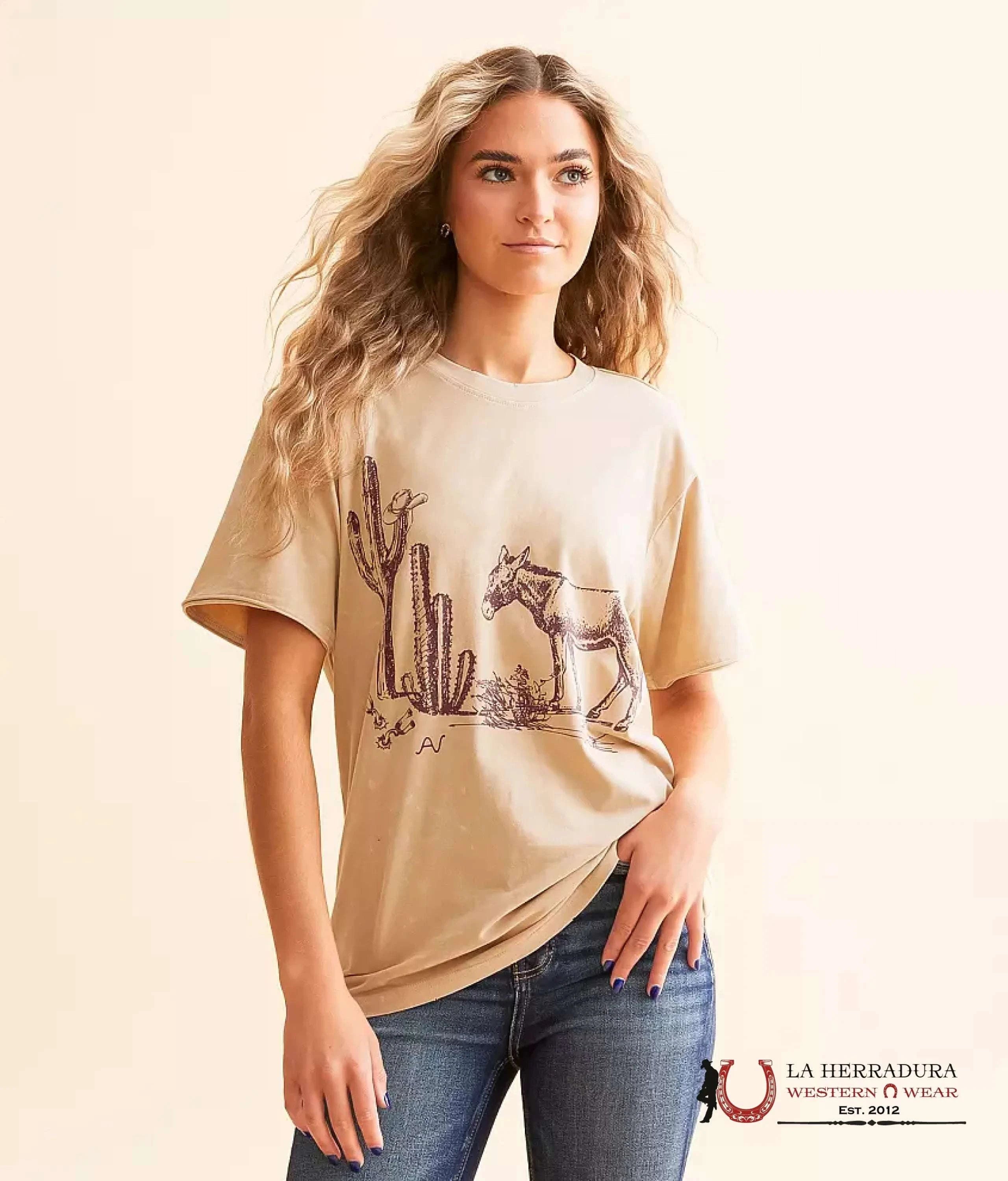 Ariat Women Burro Short Sleeve Irish Cream Mineral Wash Ropa Mujeres