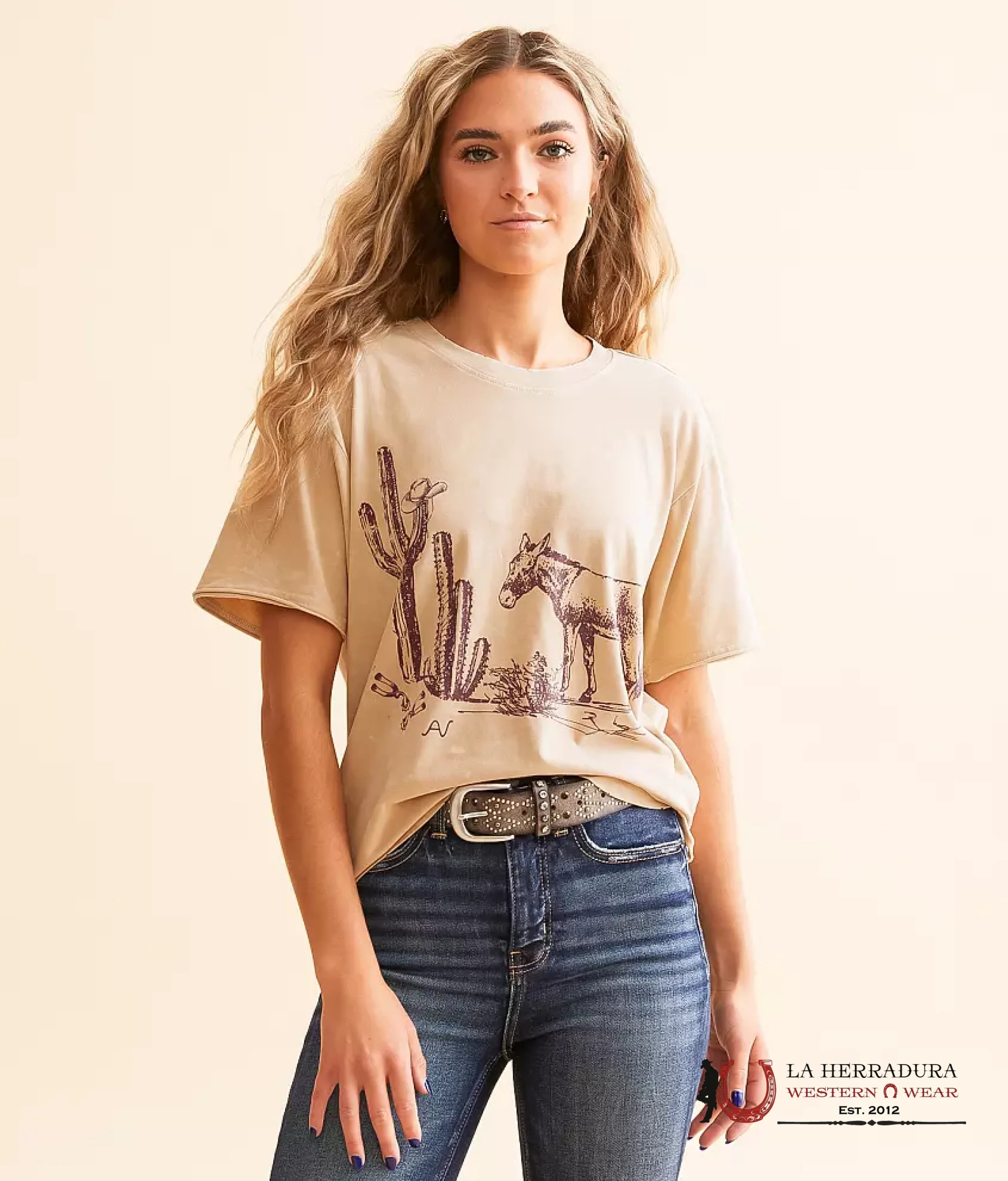 Ariat Women Burro Short Sleeve Irish Cream Mineral Wash Ropa Mujeres