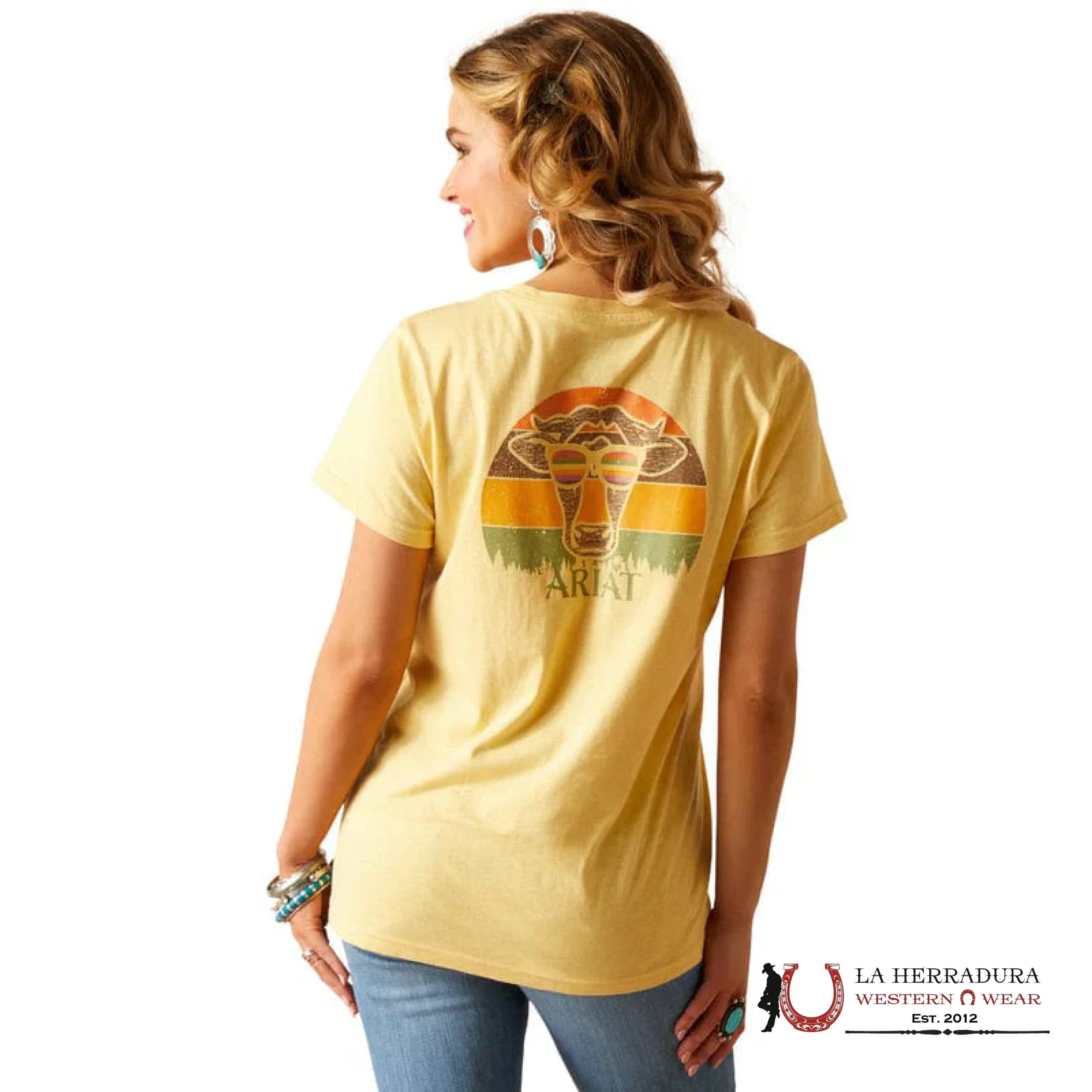 ARIAT WOMEN T-SHIRT COW SUNSET JOJOBA 10048684 ROPA MUJERES