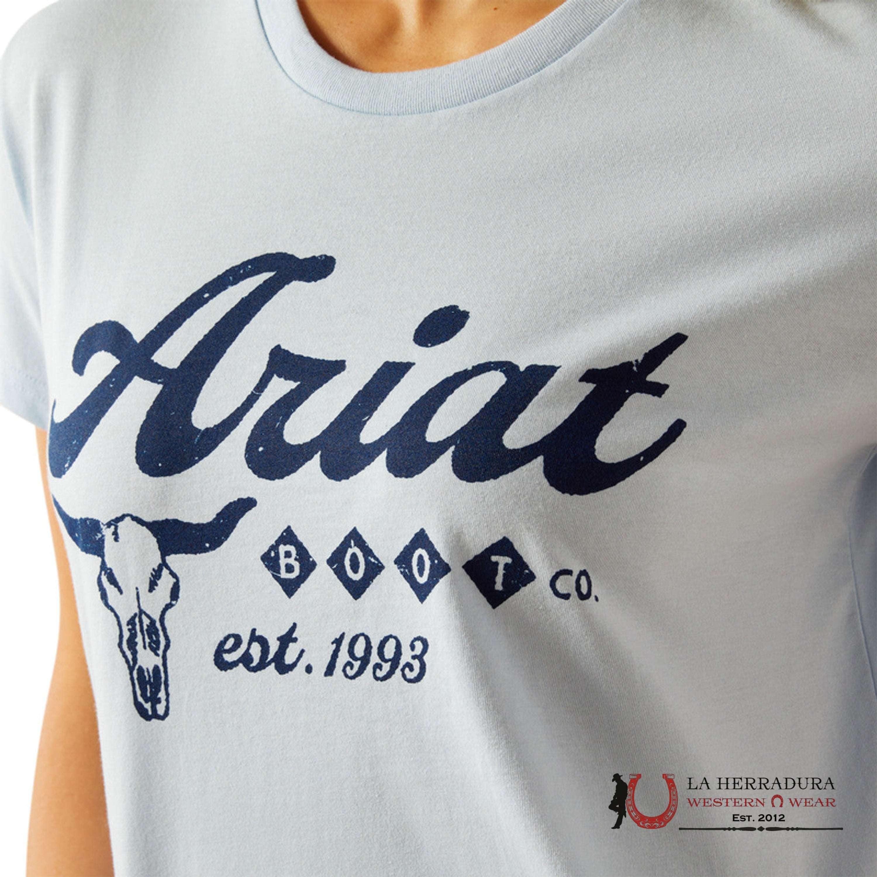 ARIAT WOMEN T-SHIRT ESTABLISHED BOOT SKY BLUE 10061447 ROPA MUJERES