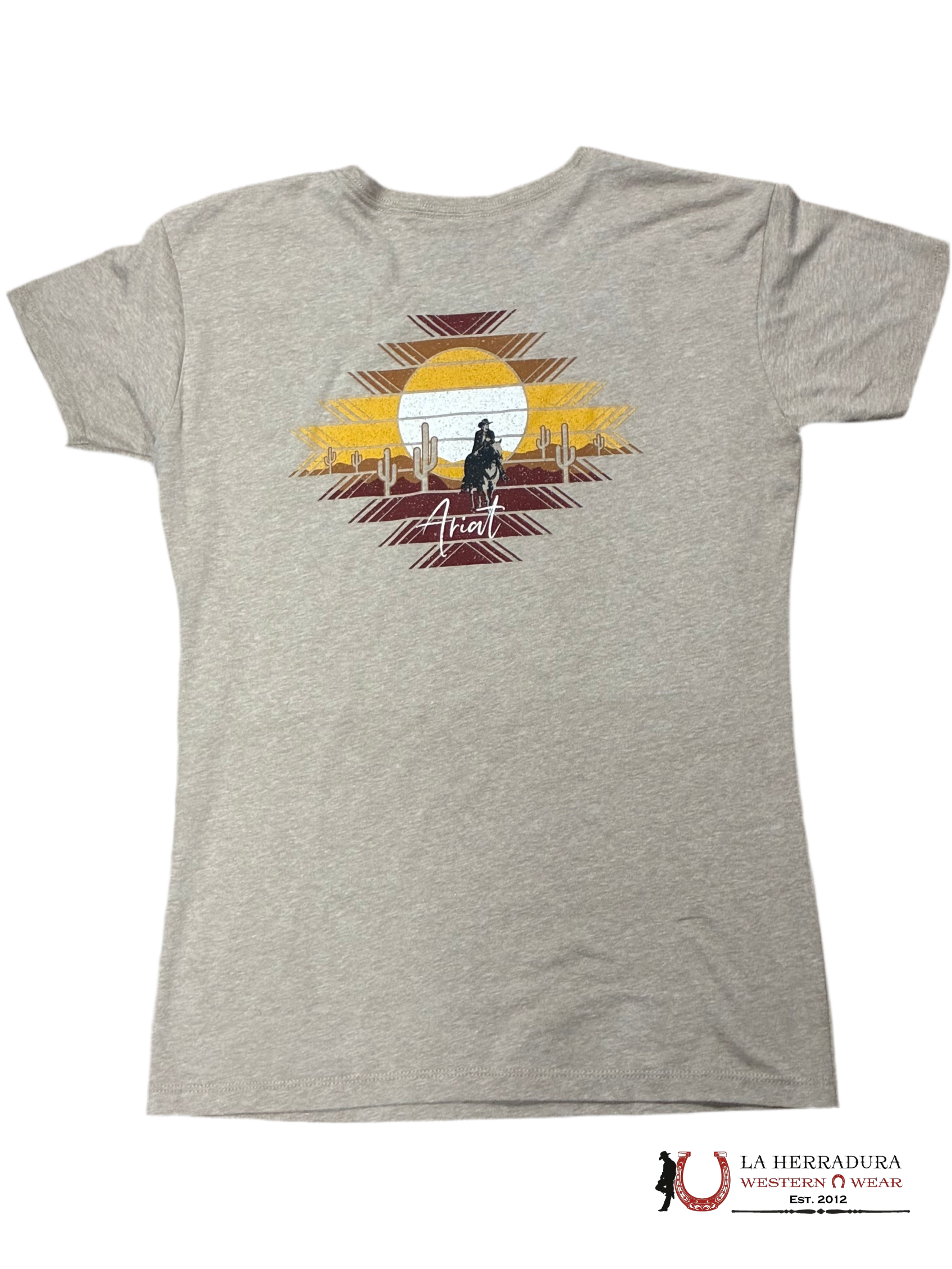 ARIAT WOMEN T- SHIRT LIGHT BROWN RIDING IN THE SUNSET ROPA MUJERES