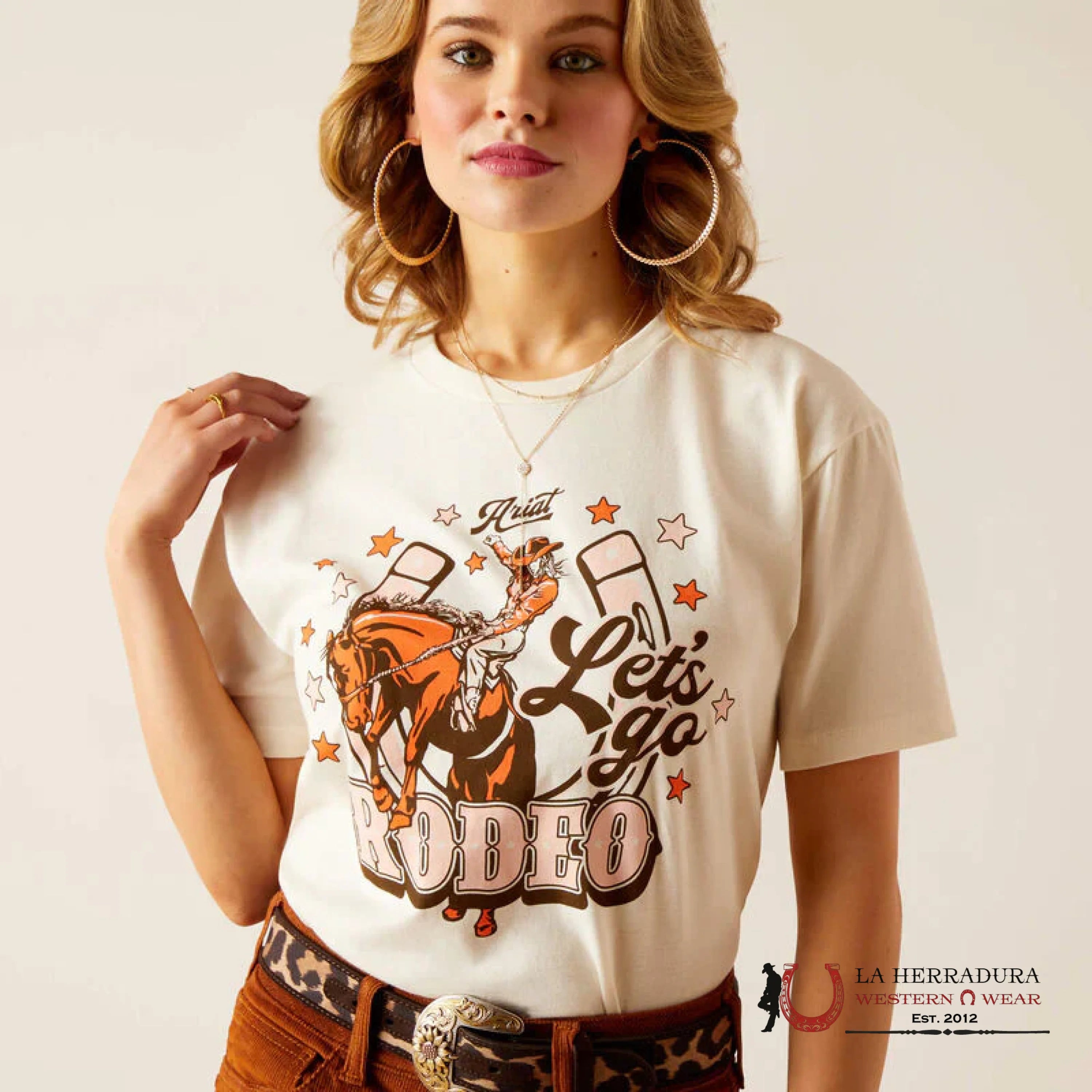 ARIAT WOMEN T- SHIRT RETRO COW GAL ATHLETIC HEATHER 10038634 ROPA MUJERES