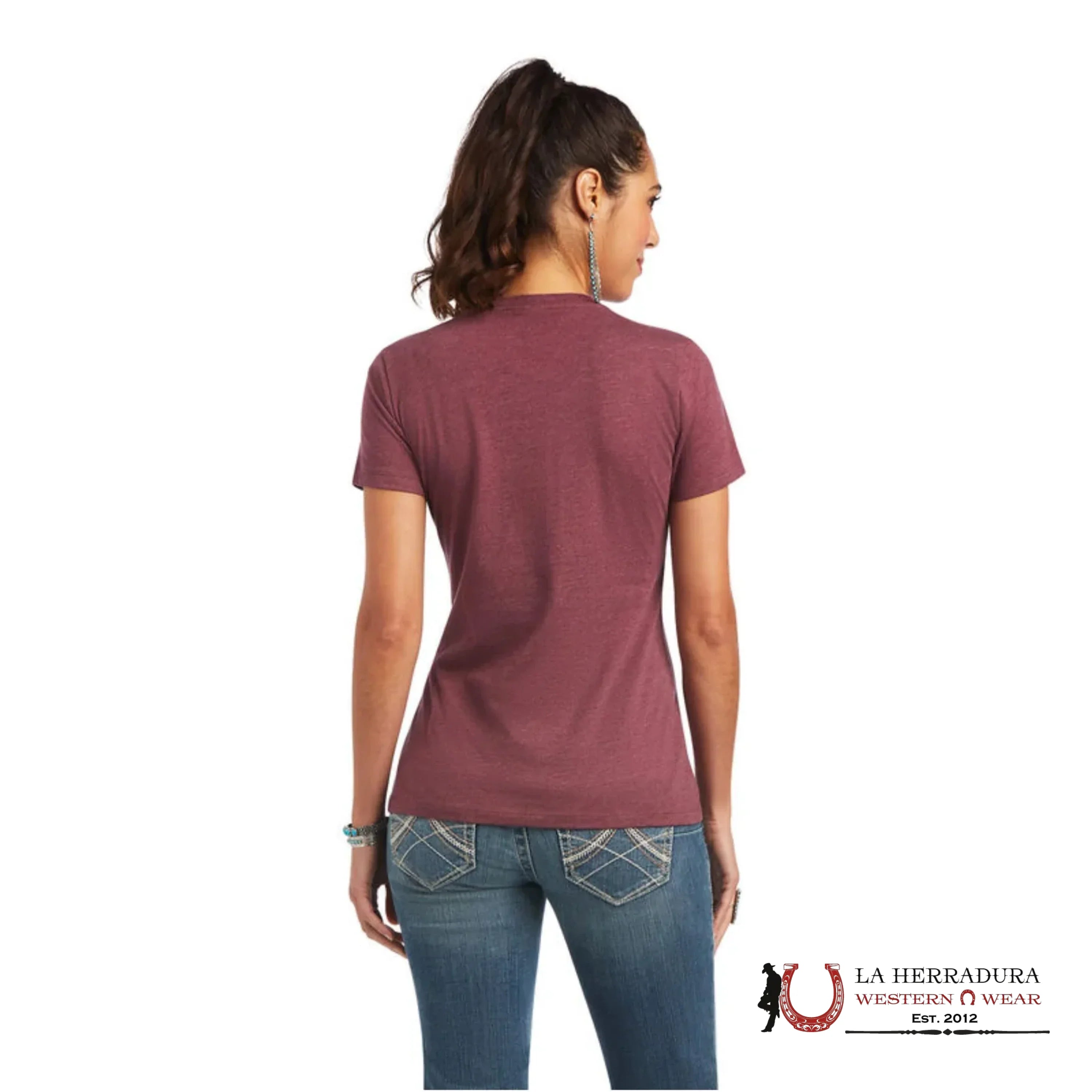 ARIAT WOMEN T-SHIRT SOL BURGUNDY HEATHER 10040959 ROPA MUJERES