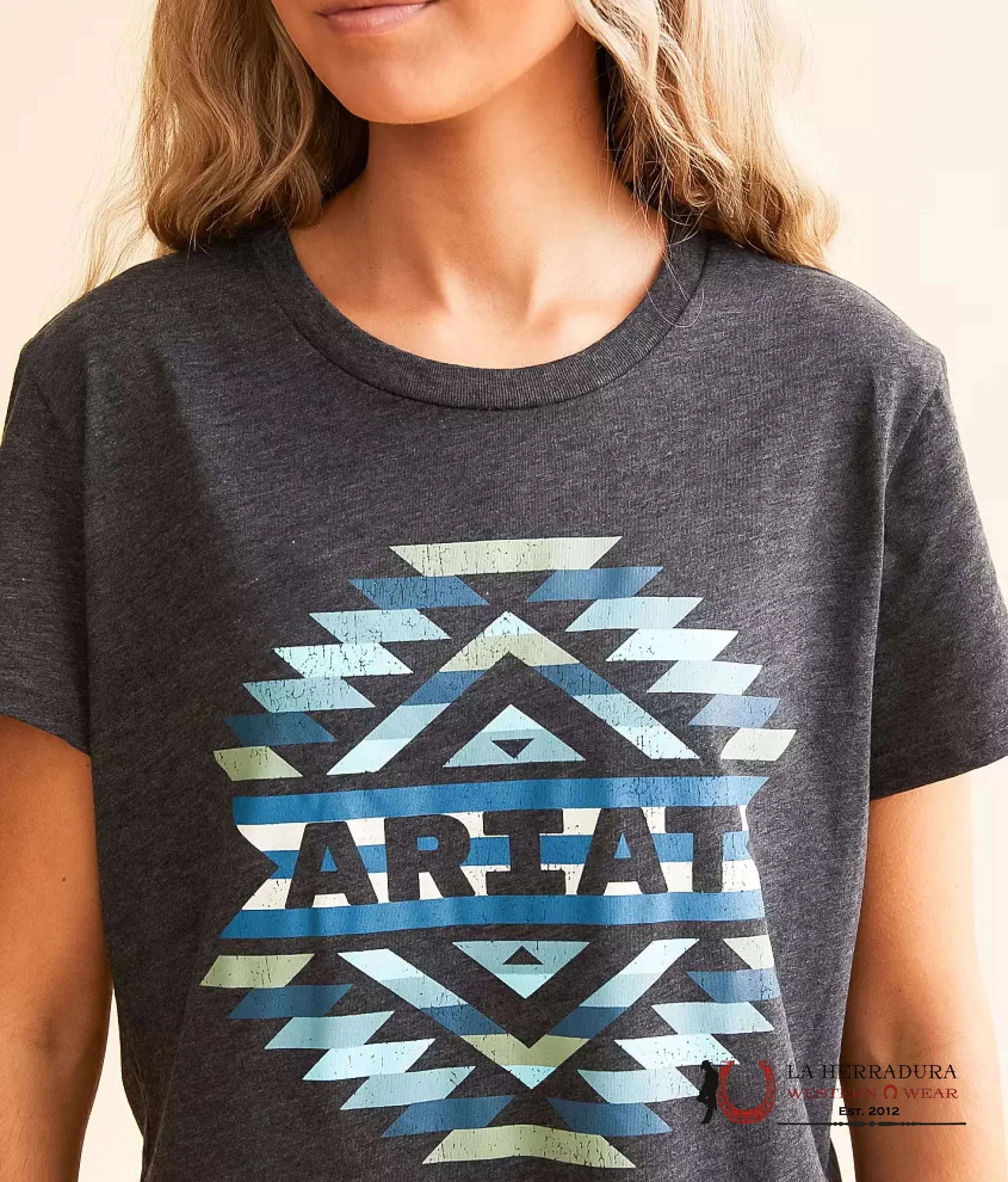 Ariat Women Southwest Classic Short Sleeve Charcoal Heather Ropa Mujeres