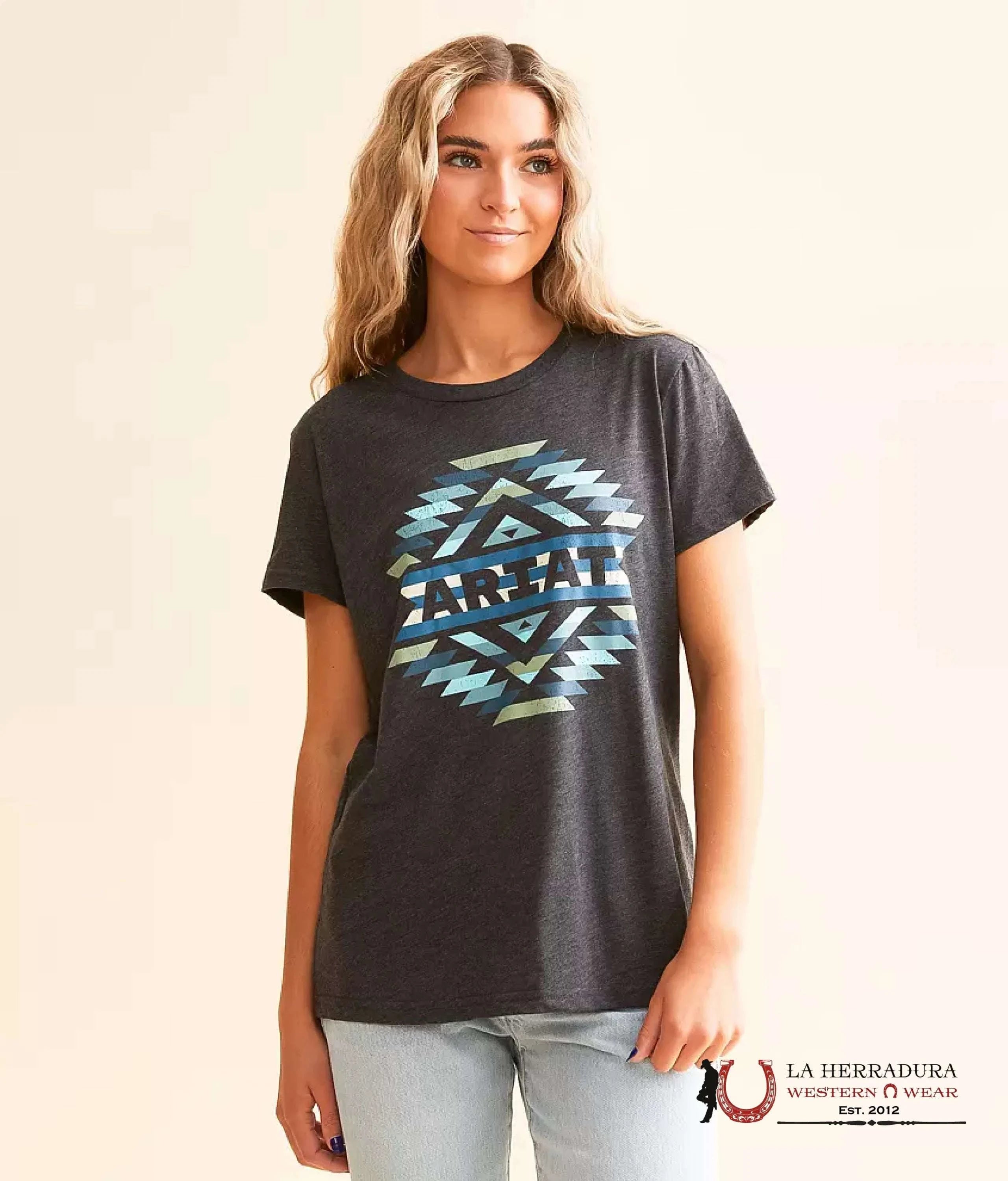 Ariat Women Southwest Classic Short Sleeve Charcoal Heather Ropa Mujeres