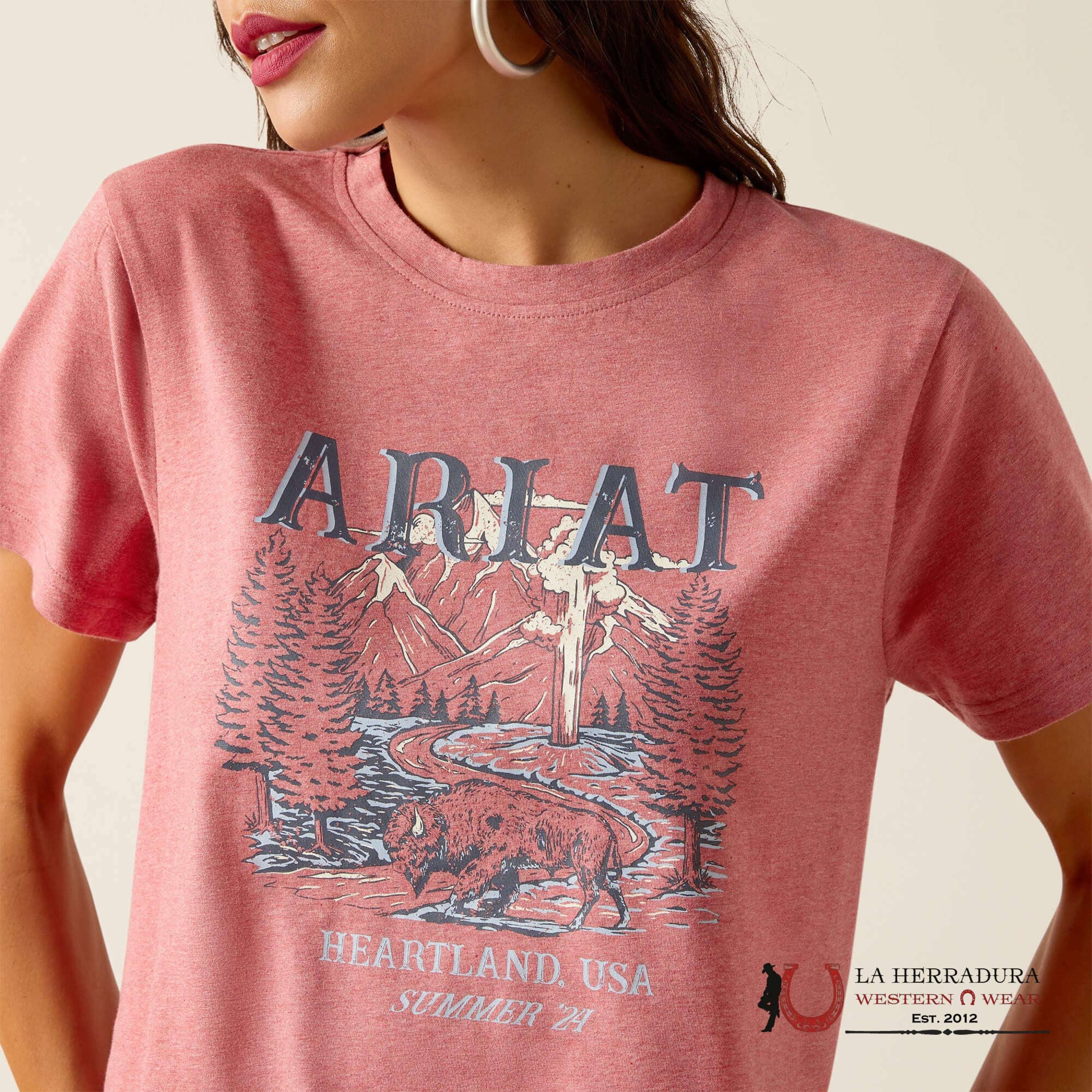 Ariat Women Souvernir Short Sleeve Garnet Heather Ropa Mujeres