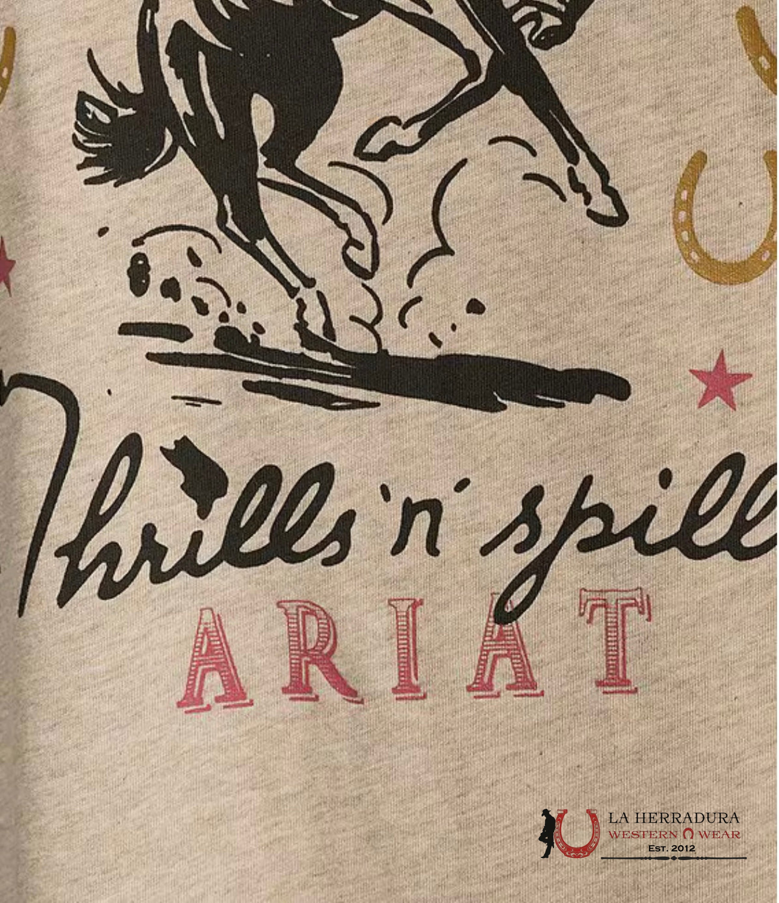 Ariat Women Thrills N Spills Short Sleeve Oatmeal Heather Ropa Mujeres
