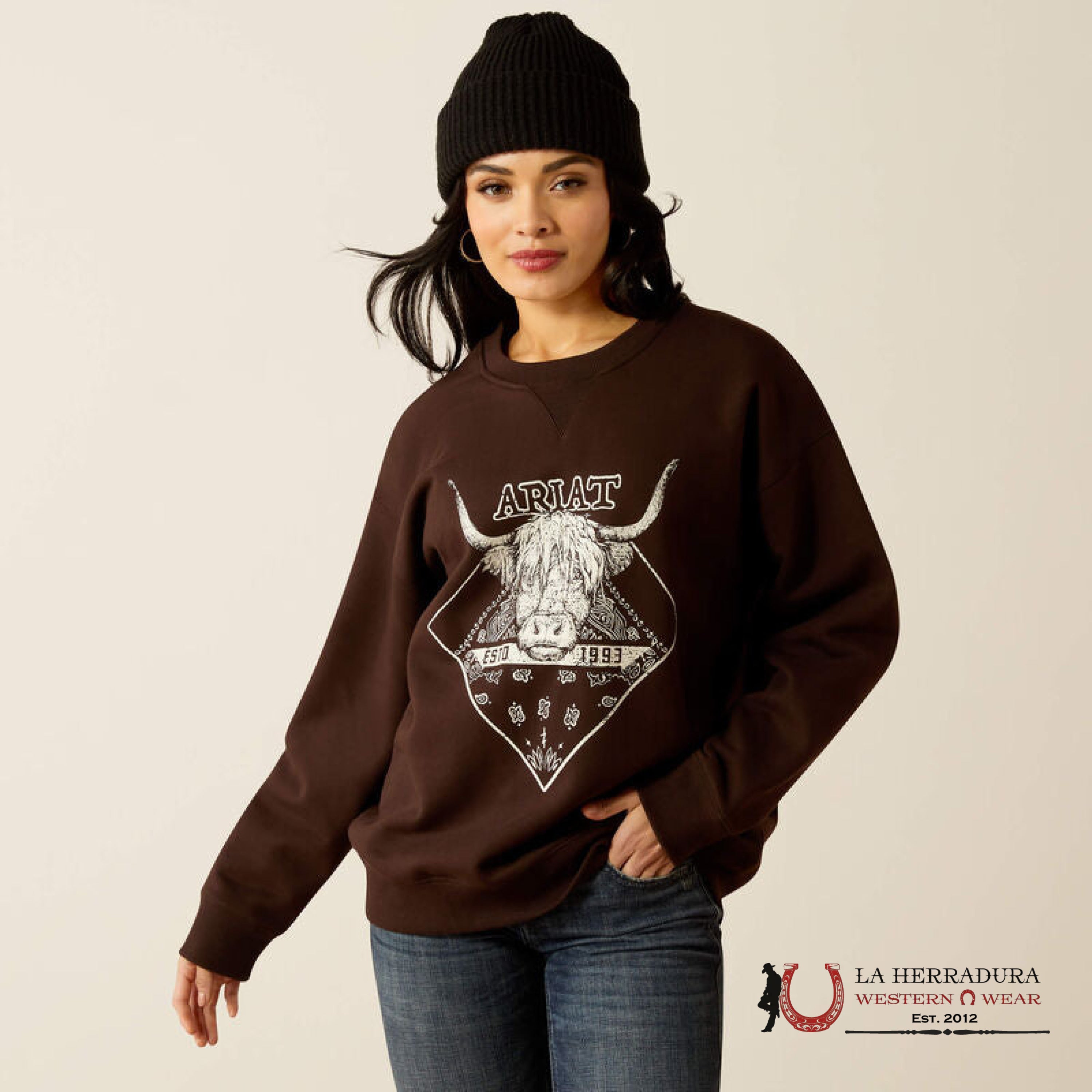 Ariat Taurus Oversized Crew Sweatshirt Mole - 3960 Ropa Mujeres
