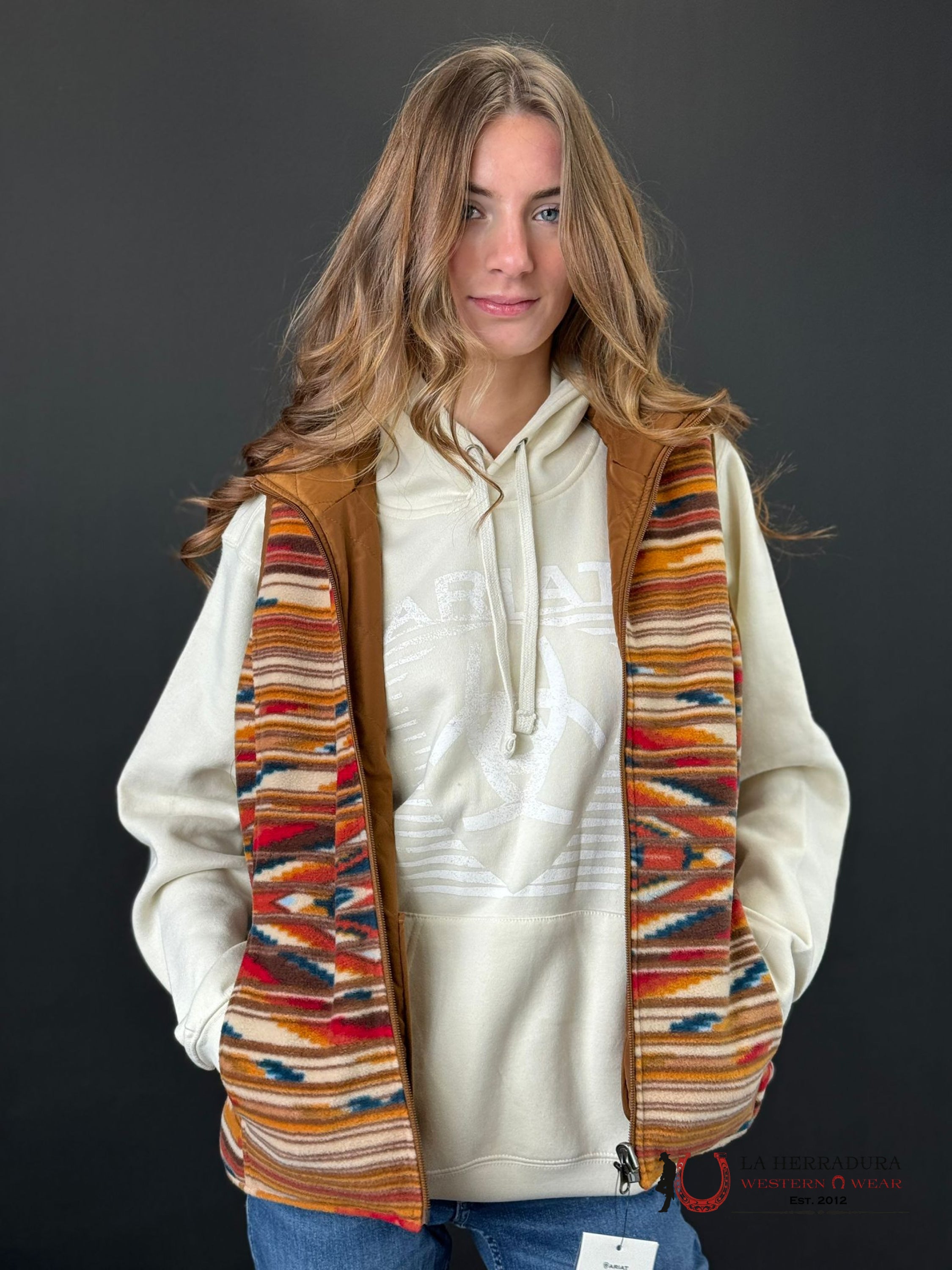 Ariat Vest Dilon Chimayo Chestnut Horse Reversible Ropa Mujeres