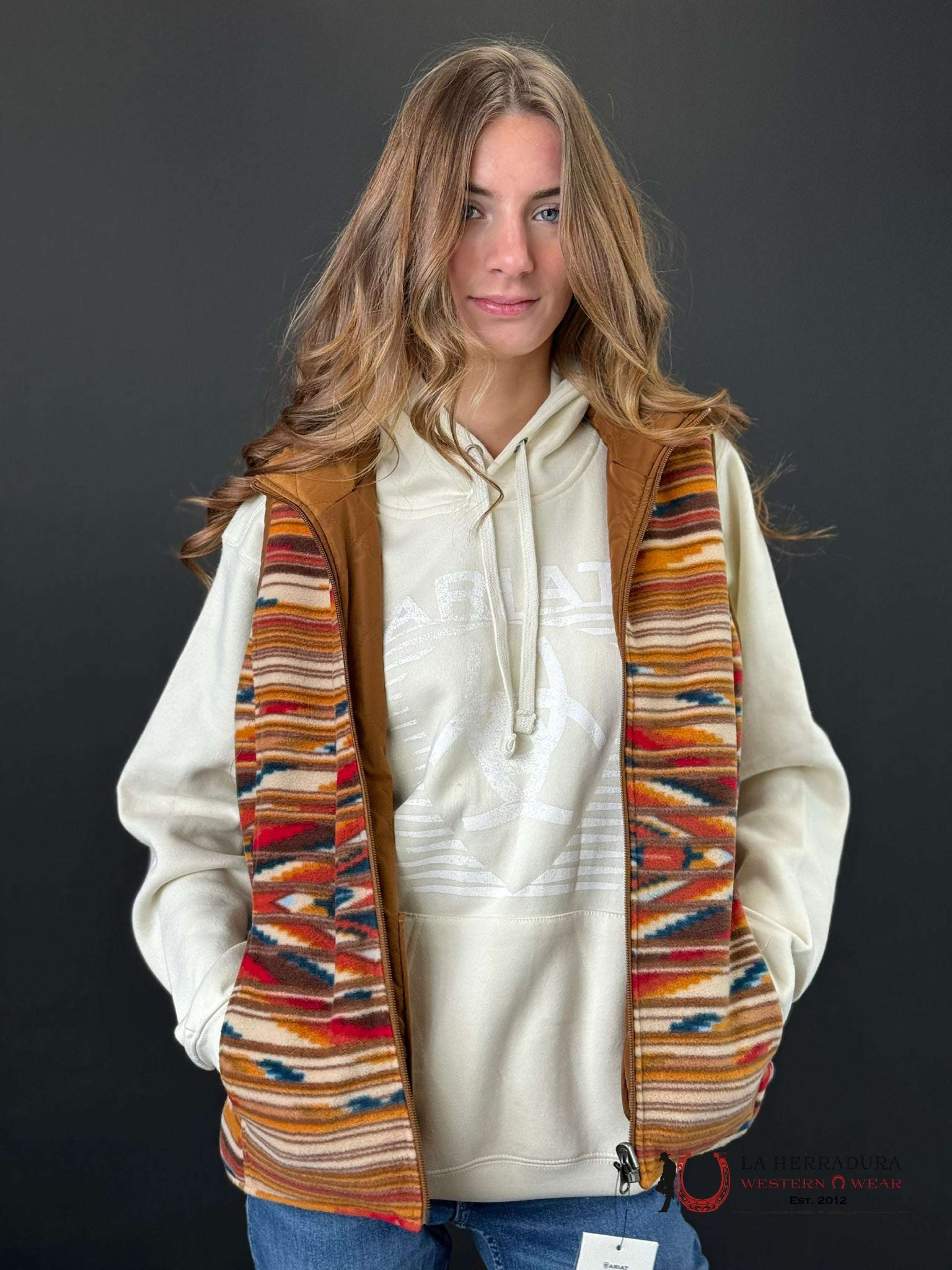 Ariat Vest Dilon Chimayo Chestnut Horse Reversible Ropa Mujeres