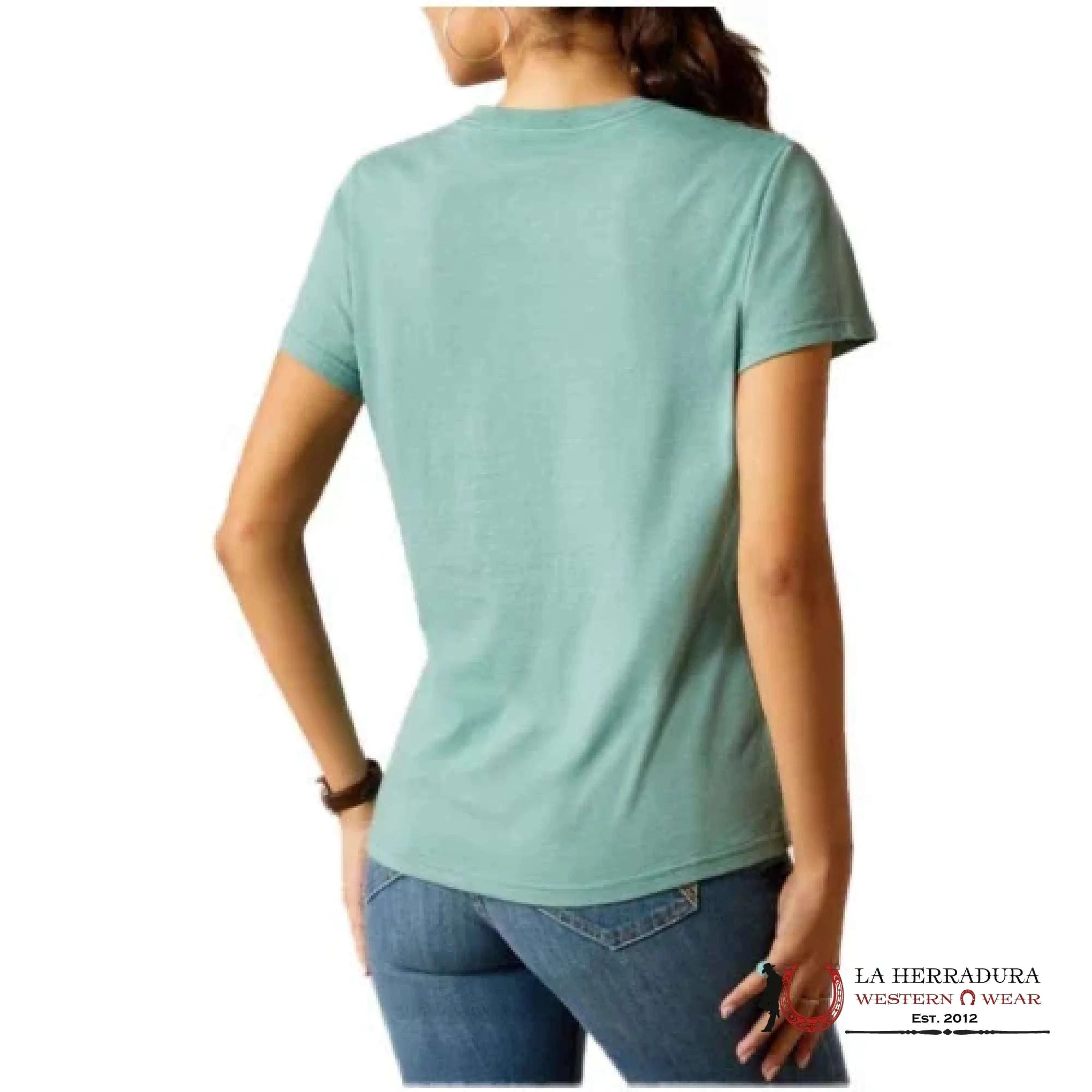 Ariat Women Wholesome Heffers Short Sleeve Ocean Blue Heather Ropa Mujeres