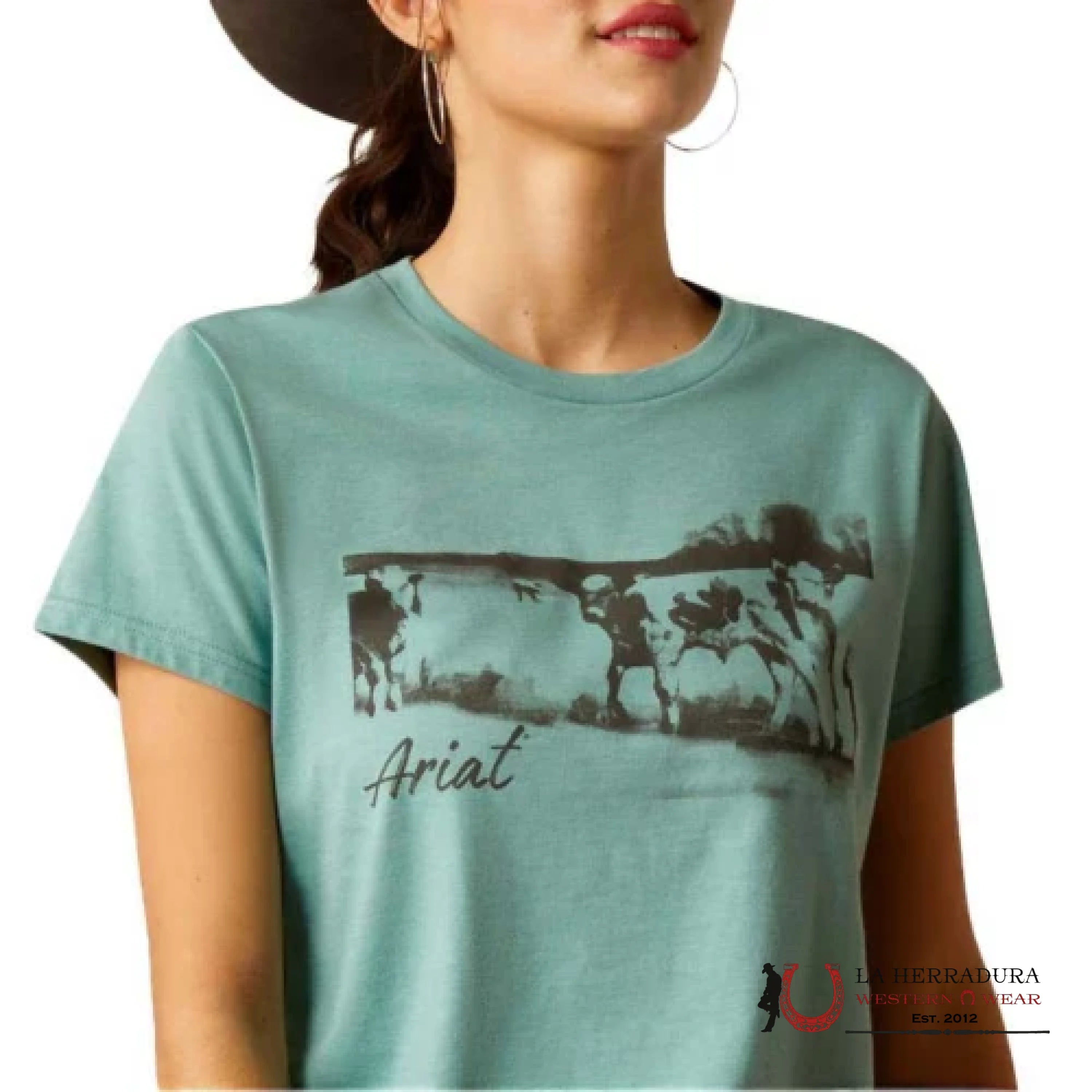 Ariat Women Wholesome Heffers Short Sleeve Ocean Blue Heather Ropa Mujeres