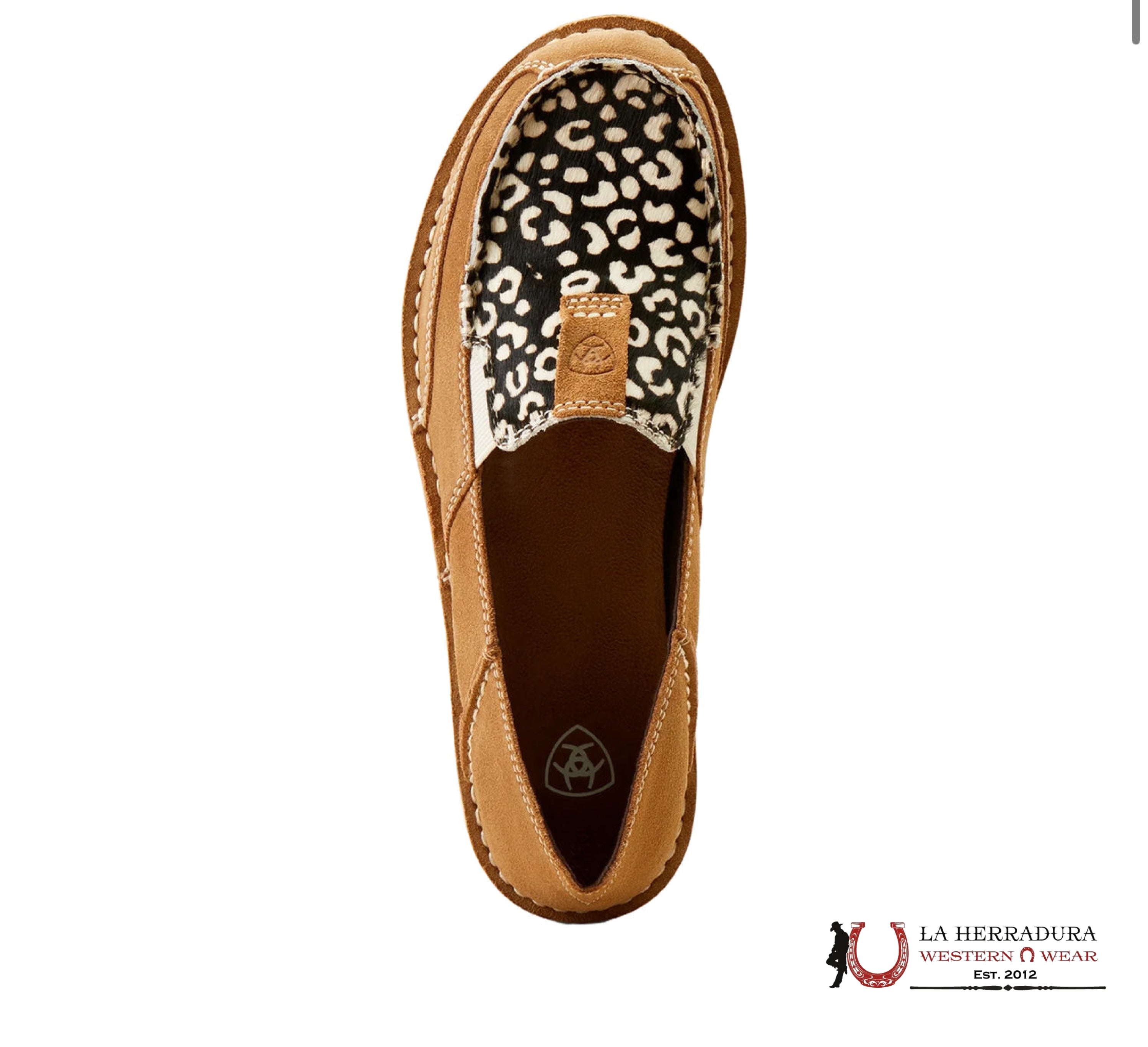 ARIAT WOMENS CRUISER DARK TAN SUEDE CREAM CHEETAH HAIR ON- 0956 ZAPATOS MUJERES