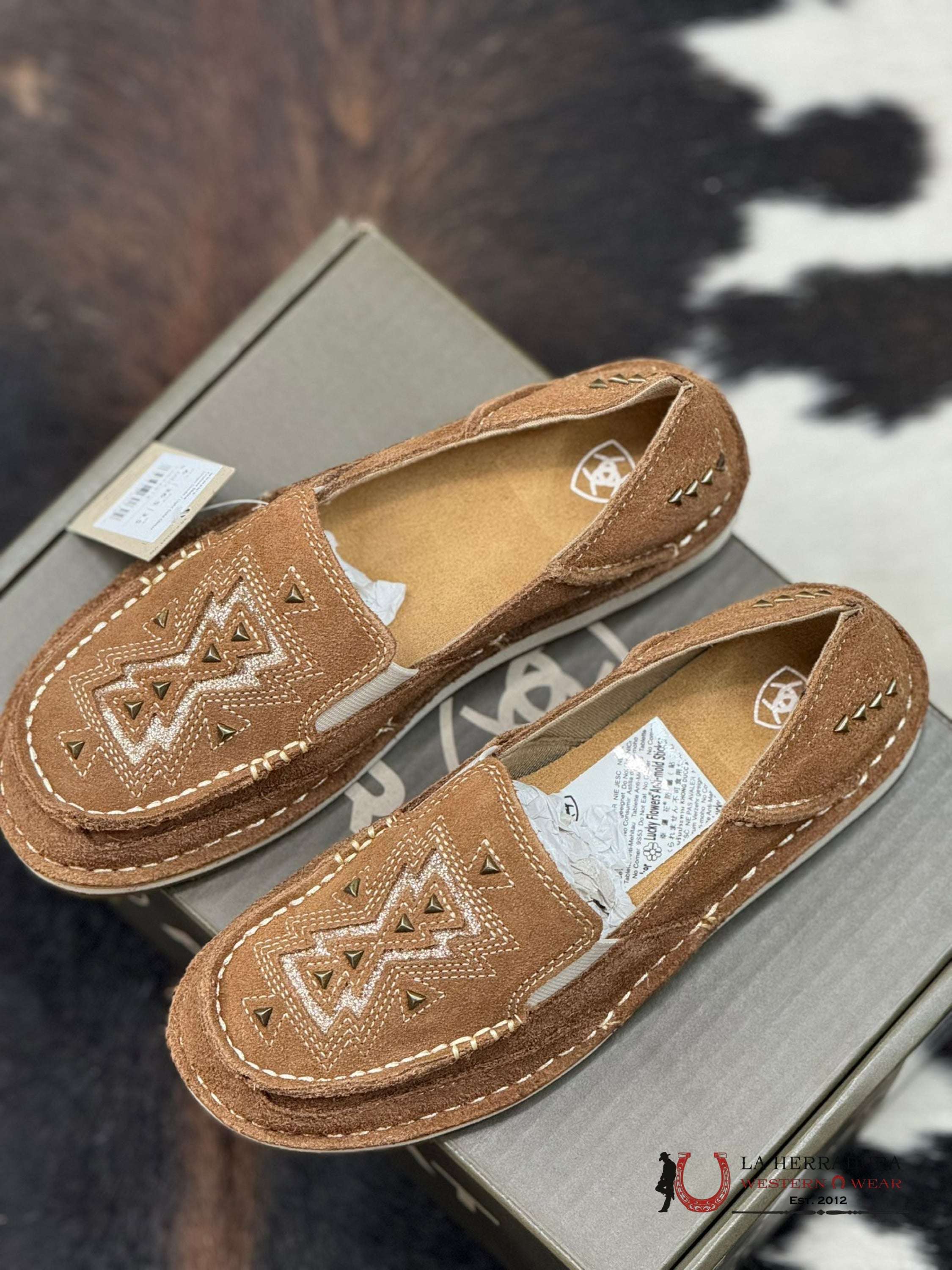 Ariat Womens Cruiser Shine Ginger Suede Light Gold Glitter Zapatos Mujeres