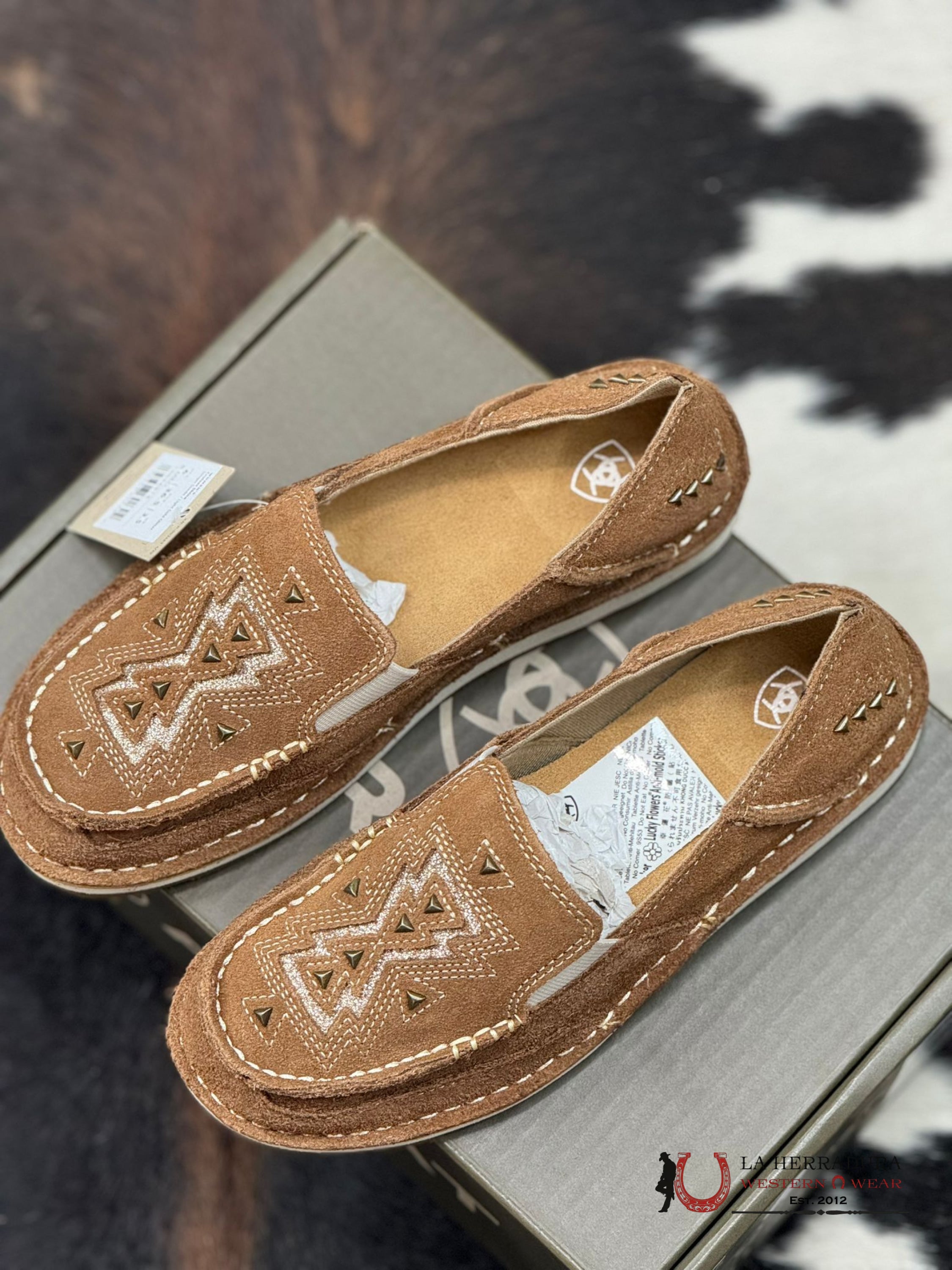 Ariat Womens Cruiser Shine Ginger Suede Light Gold Glitter Zapatos Mujeres