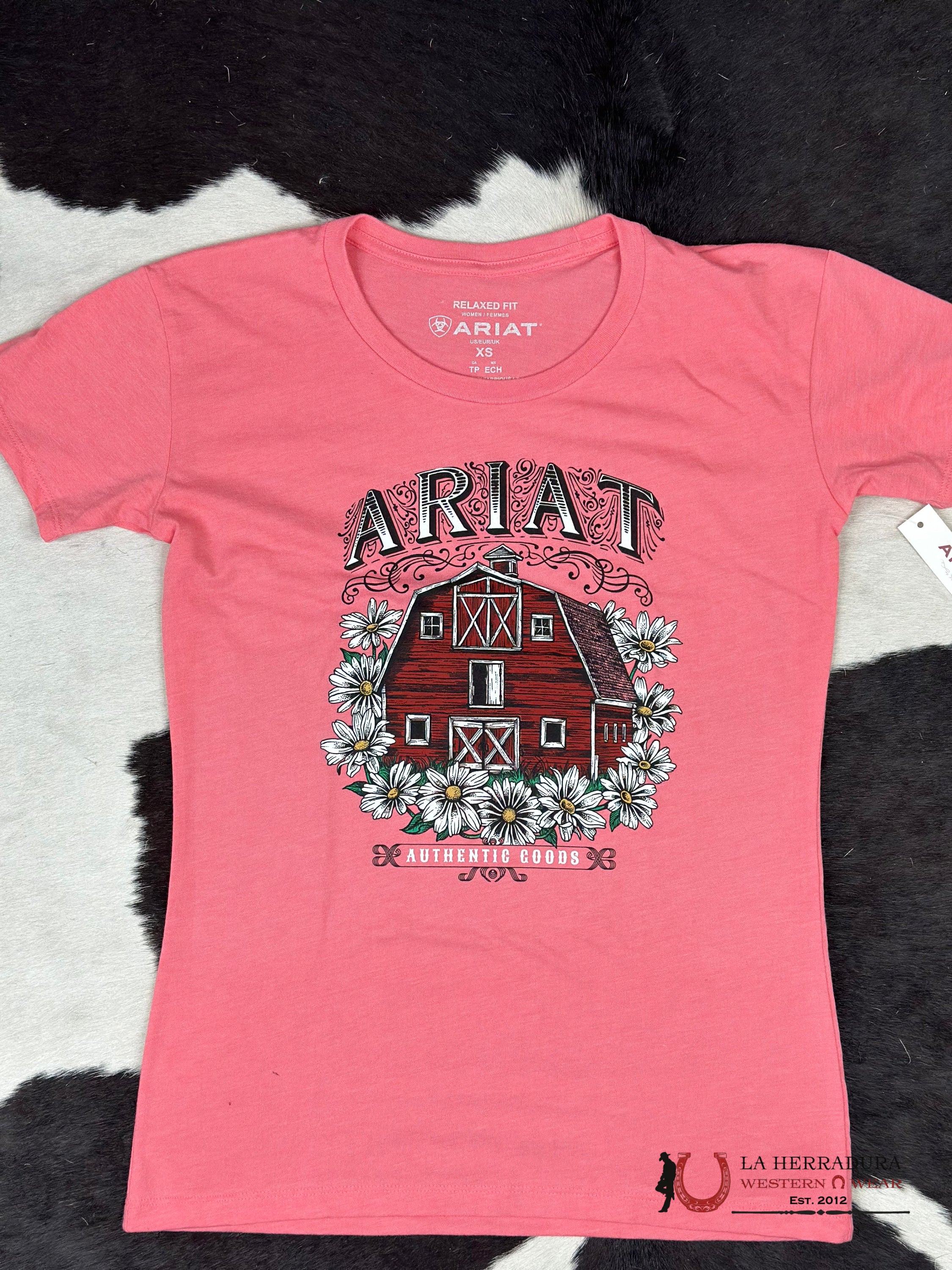 Ariat Womens Floral Farm Coral Heather Short Sleeve T-Shirt Ropa Mujeres