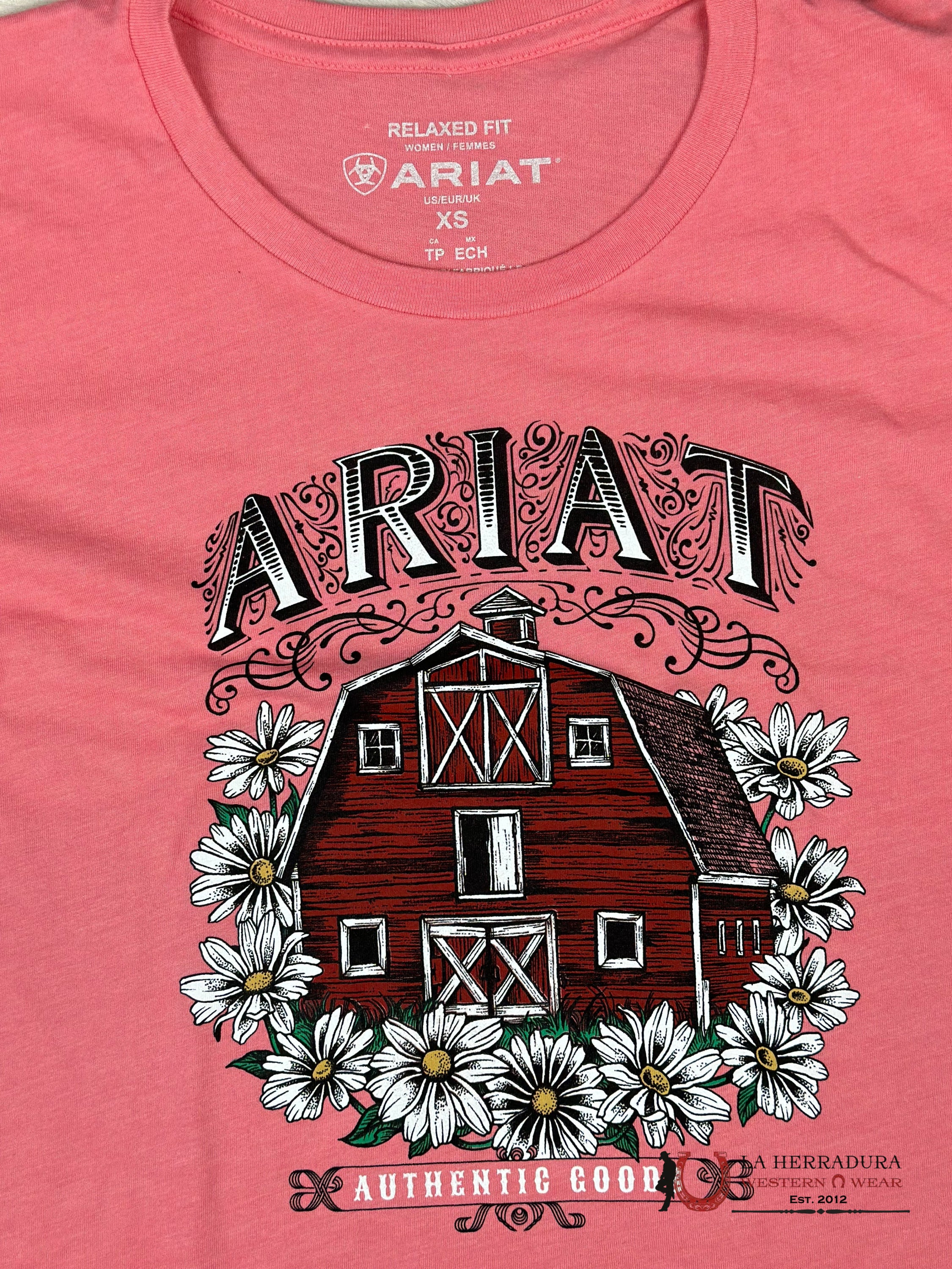 Ariat Womens Floral Farm Coral Heather Short Sleeve T-Shirt Ropa Mujeres
