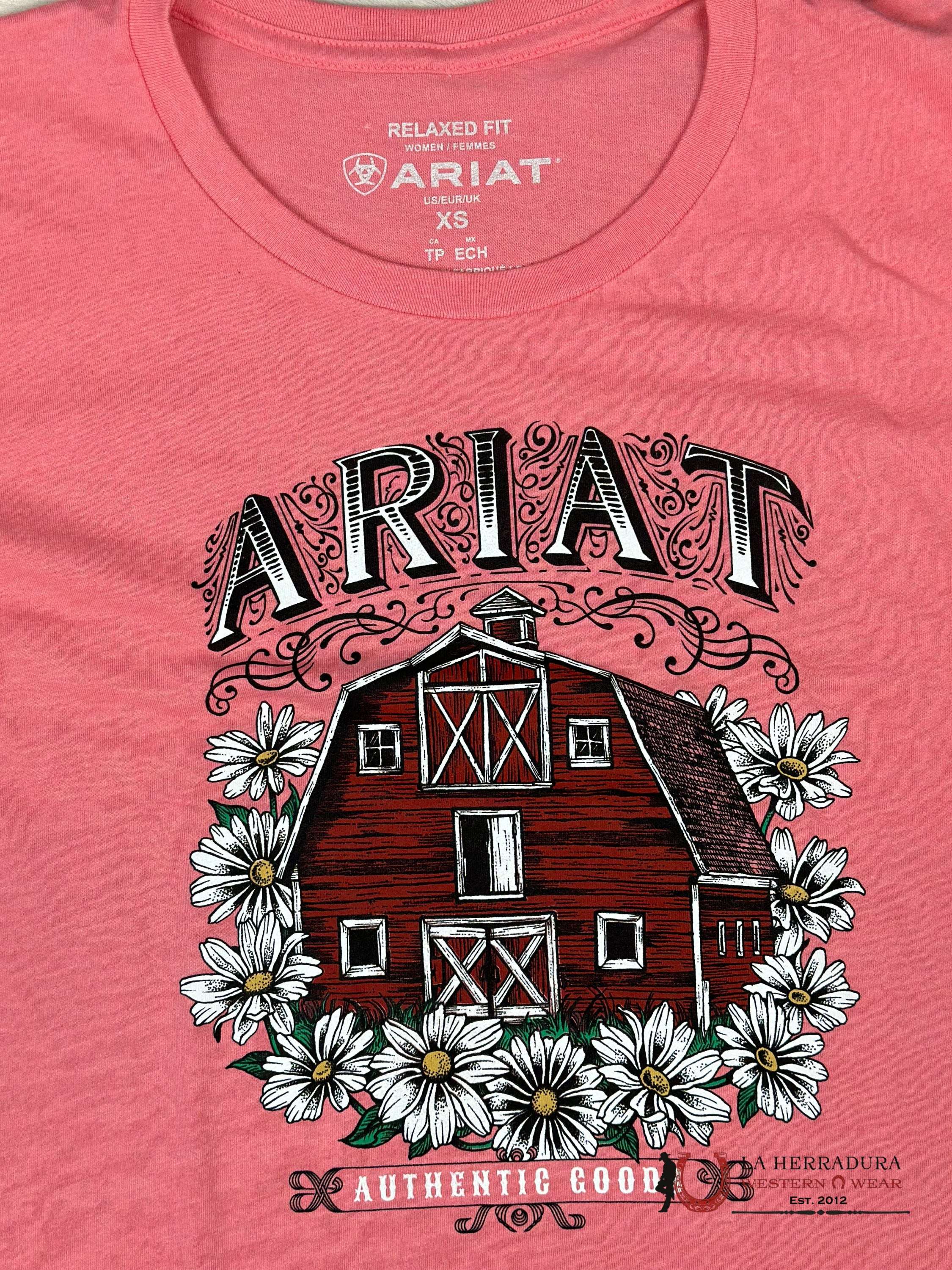 Ariat Womens Floral Farm Coral Heather Short Sleeve T-Shirt Ropa Mujeres
