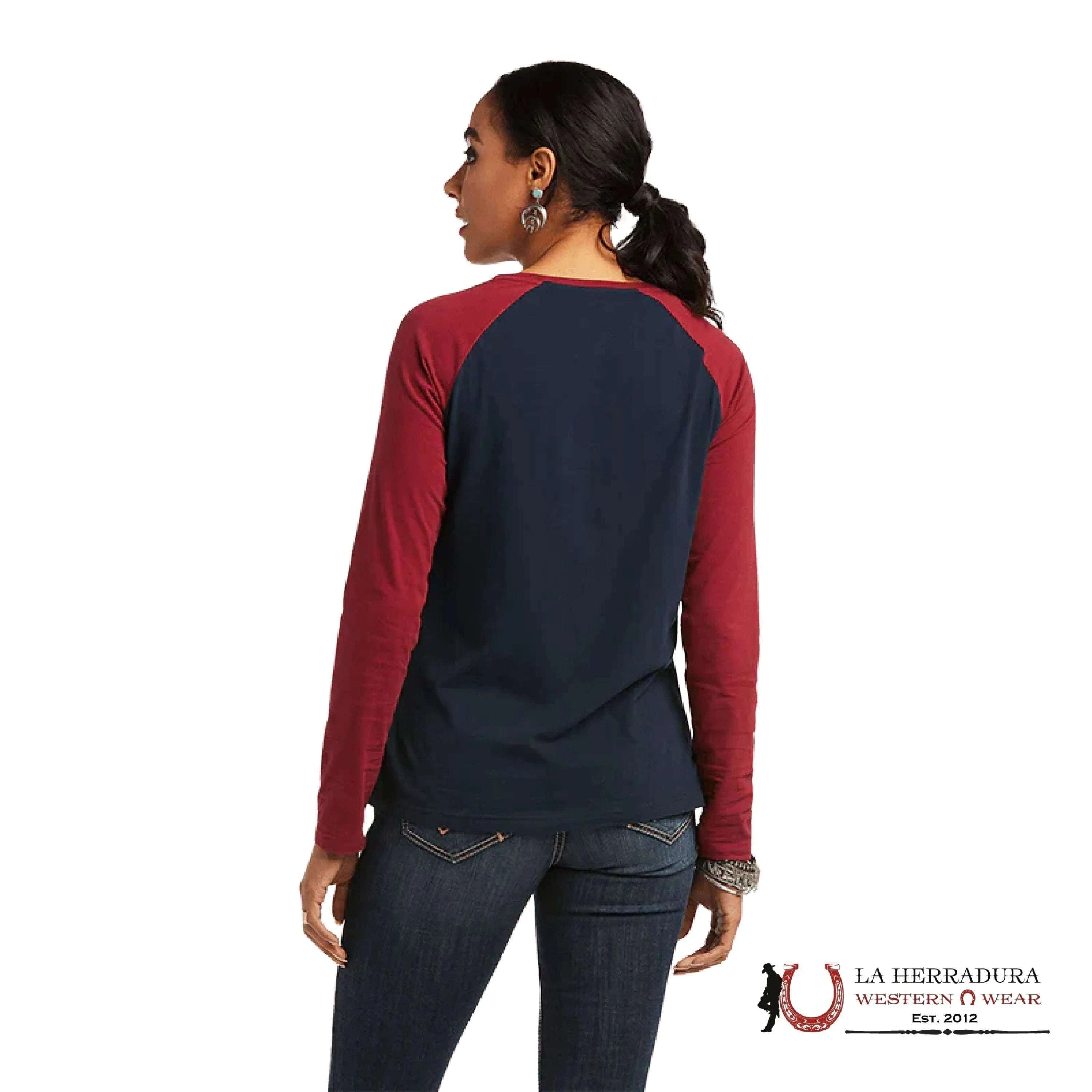 ARIAT WOMENS REAL GRPAHIC DARK SAPPHIRE LONG SLEEVE T-SHIRT 10038062 ROPA MUJERES