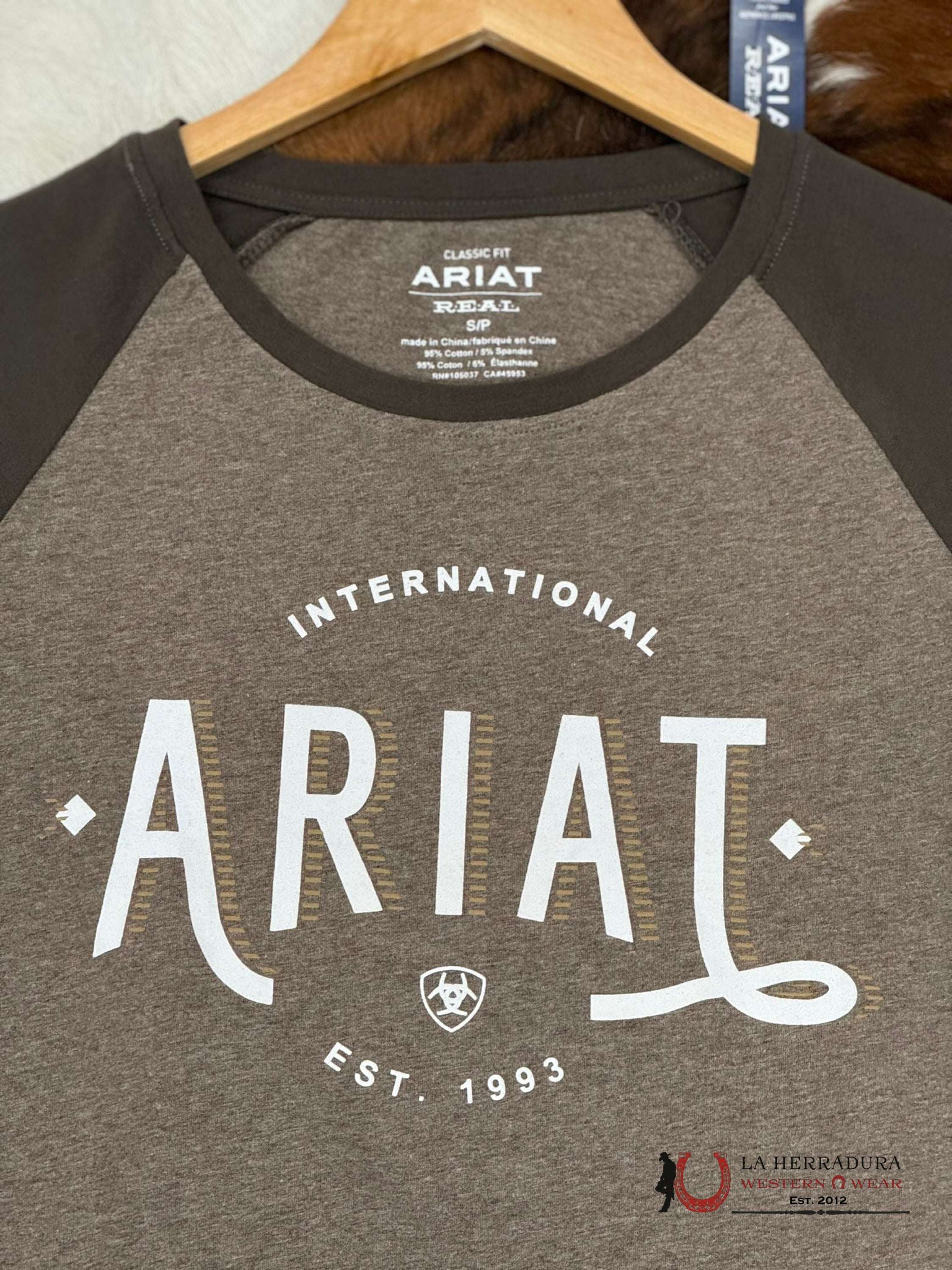Ariat Womens Real Loop Heather Banyan Bark Long Sleeve T-Shirt Ropa Mujeres