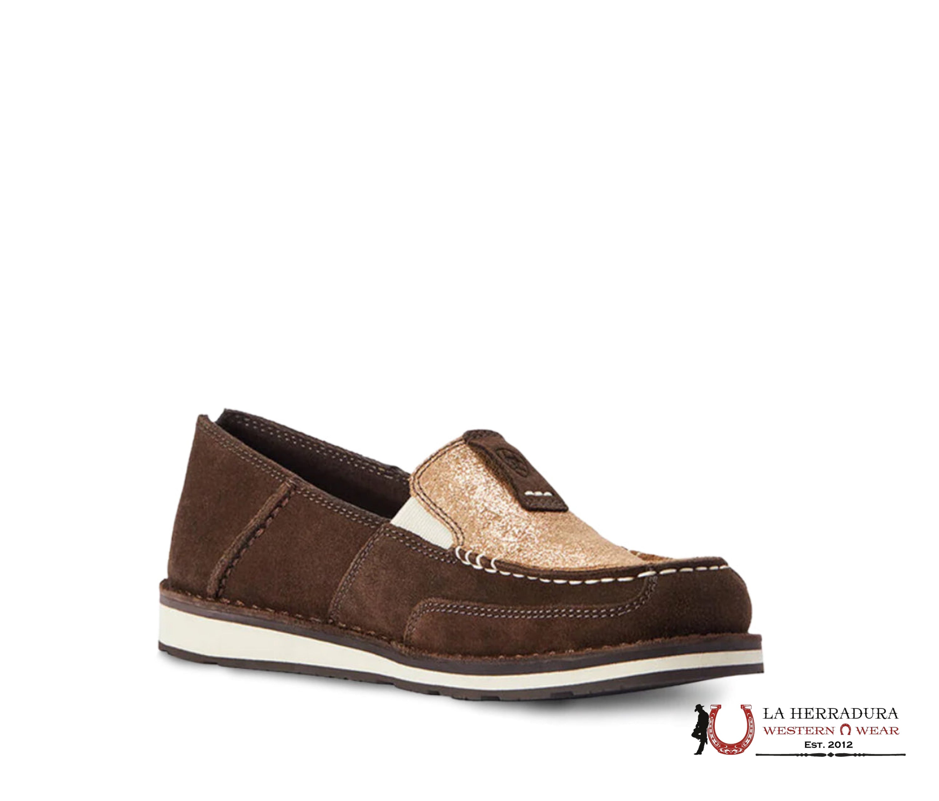 ARIAT WOMENS SLIP ON CRUSIER AZTECA SUEDE/MATALLIC COPPER FLORAL- 2528 ZAPATOS MUJERES