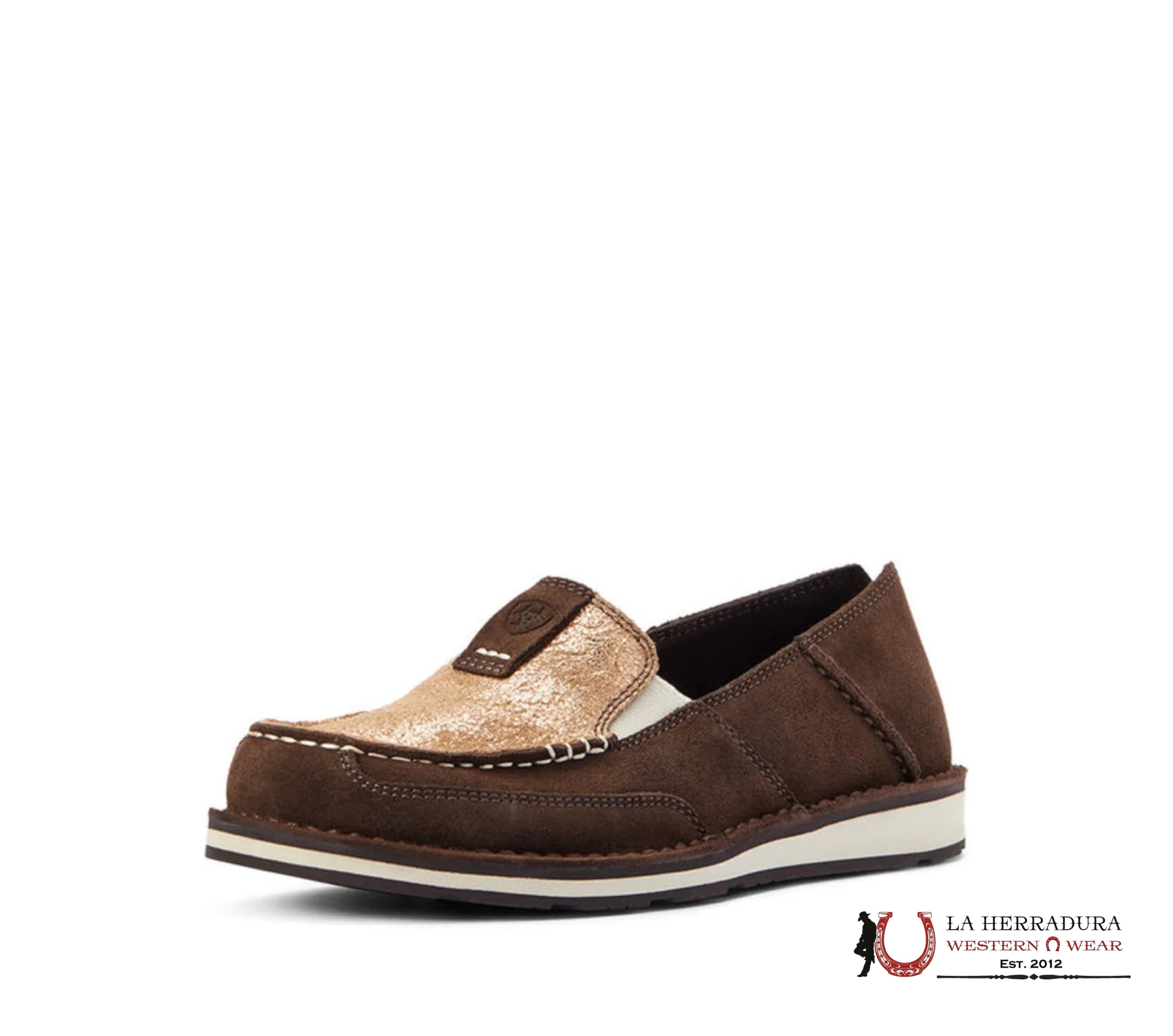 ARIAT WOMENS SLIP ON CRUSIER AZTECA SUEDE/MATALLIC COPPER FLORAL- 2528 ZAPATOS MUJERES