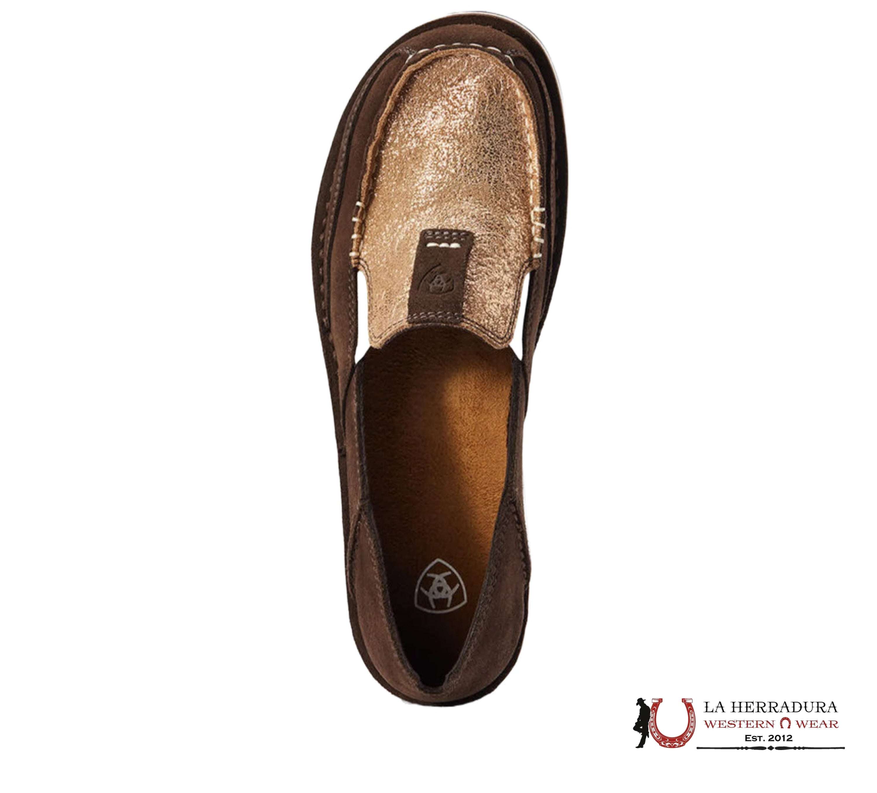 ARIAT WOMENS SLIP ON CRUSIER AZTECA SUEDE/MATALLIC COPPER FLORAL- 2528 ZAPATOS MUJERES