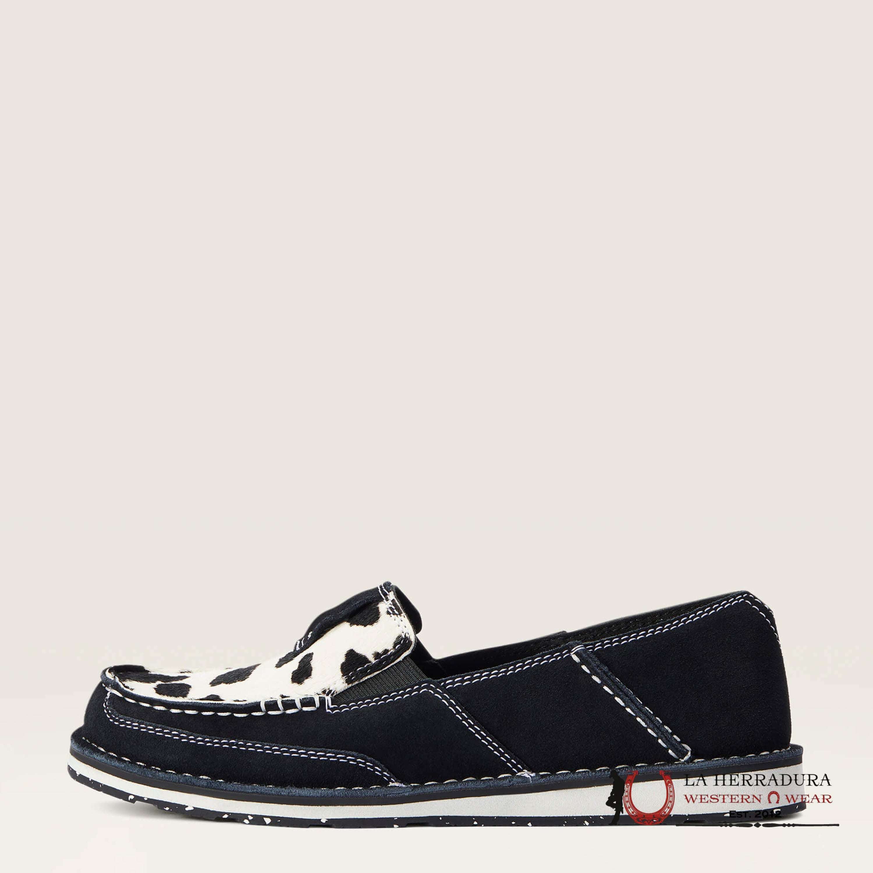 ARIAT WOMENS SLIP ON CRUSIER BLACK SUEDE BLACK AND WHITE HAIR ON- 2529 ZAPATOS MUJERES