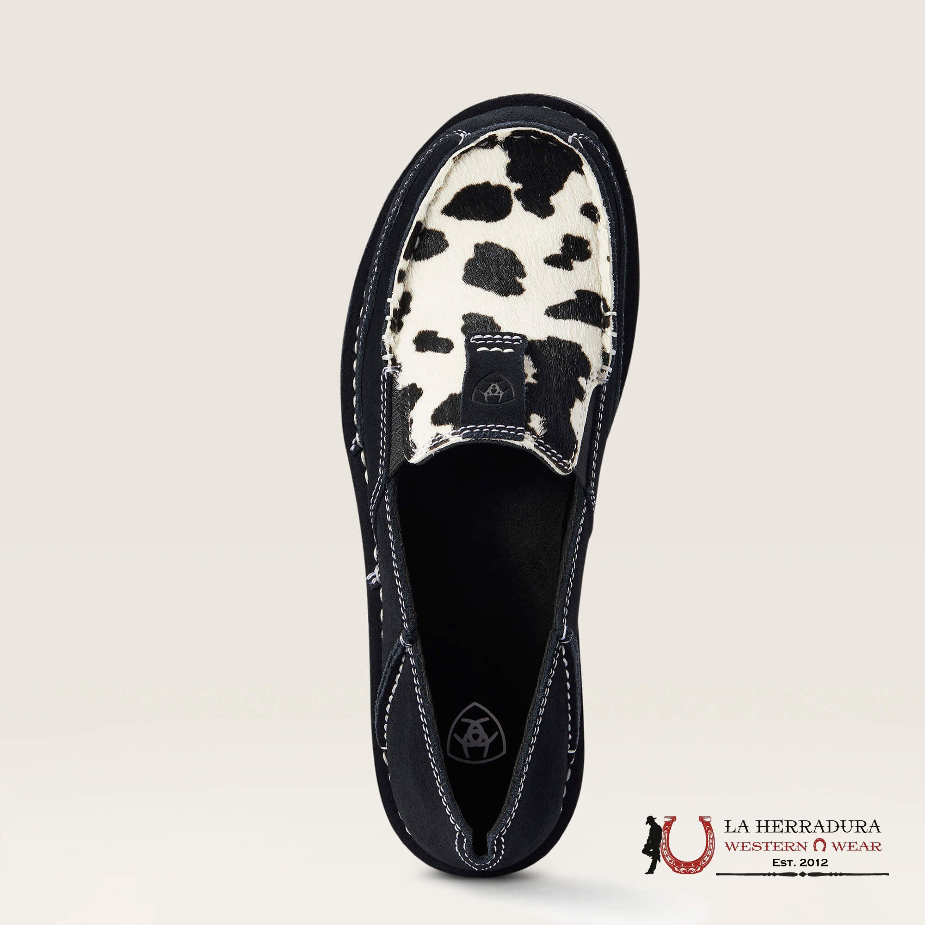 ARIAT WOMENS SLIP ON CRUSIER BLACK SUEDE BLACK AND WHITE HAIR ON- 2529 ZAPATOS MUJERES