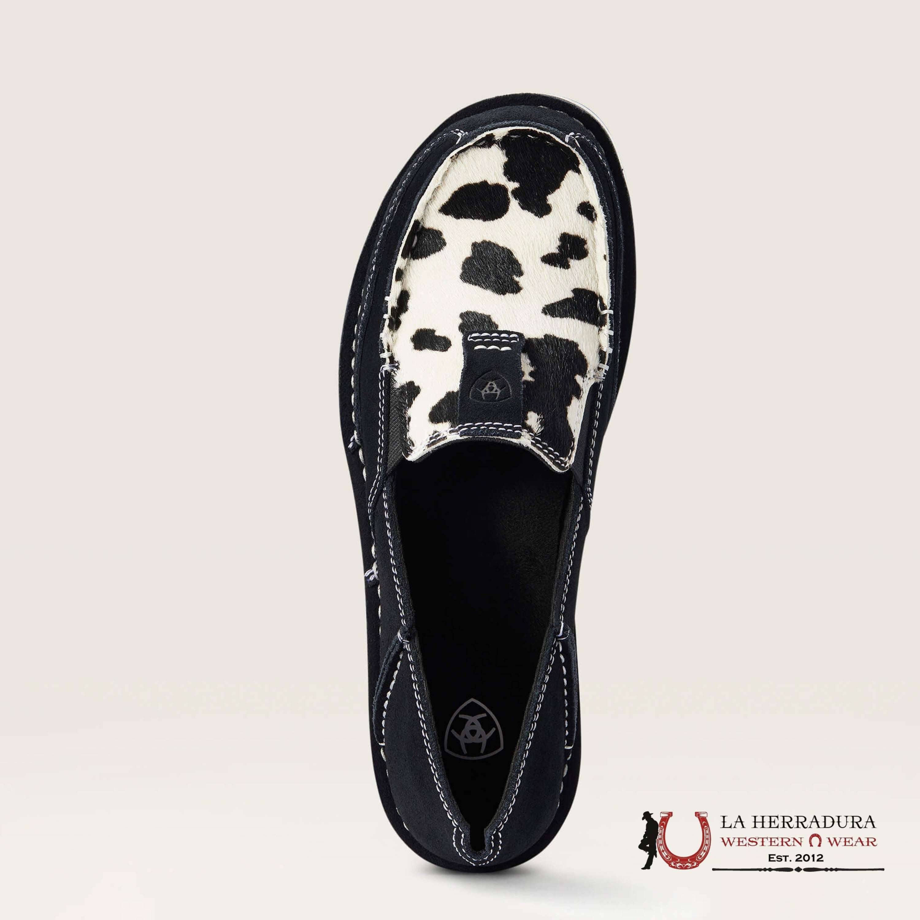 ARIAT WOMENS SLIP ON CRUSIER BLACK SUEDE BLACK AND WHITE HAIR ON- 2529 ZAPATOS MUJERES