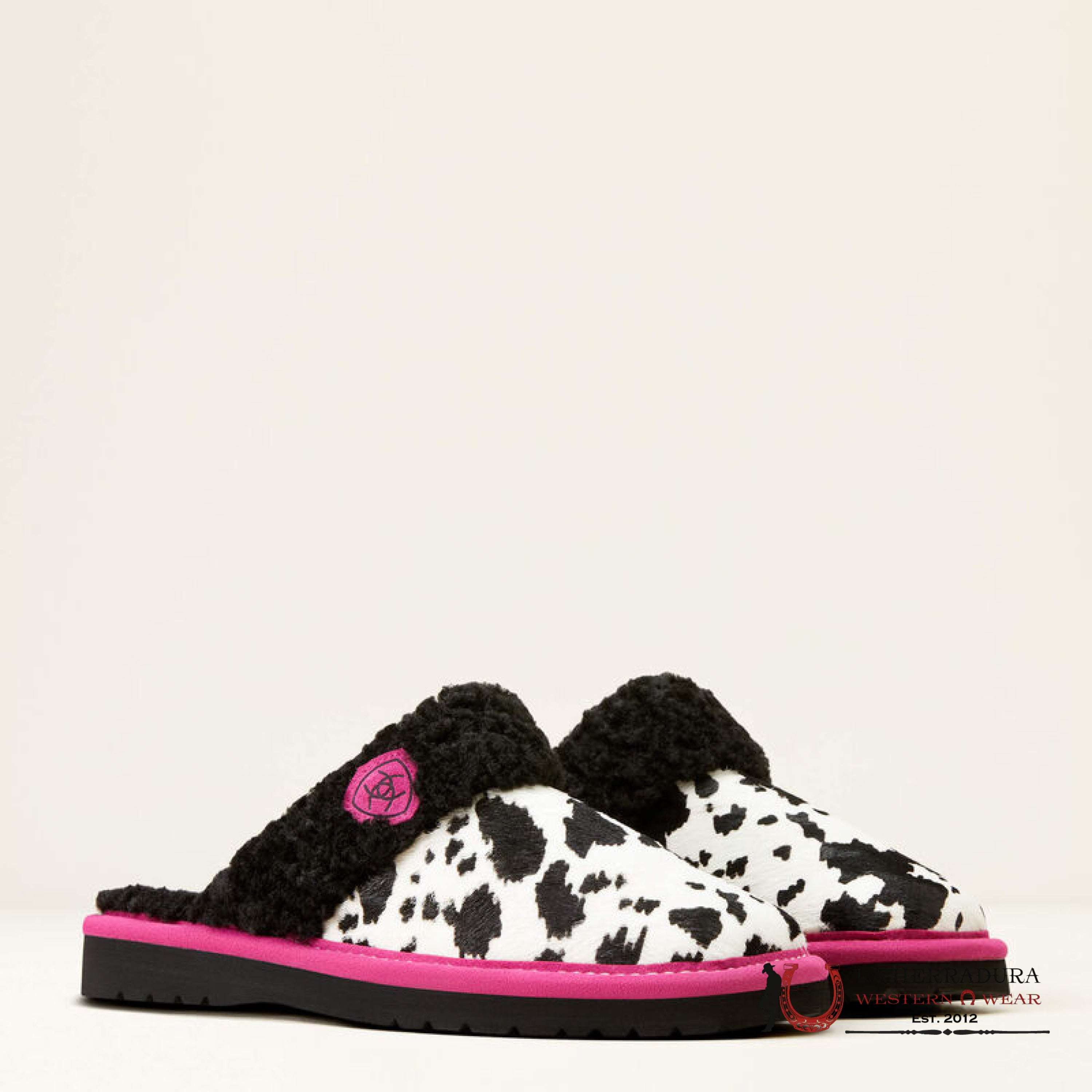 Ariat Womens Square Toe Slip-0N Jackie Exotic Cow Hide Pink Black Zapatos Mujeres