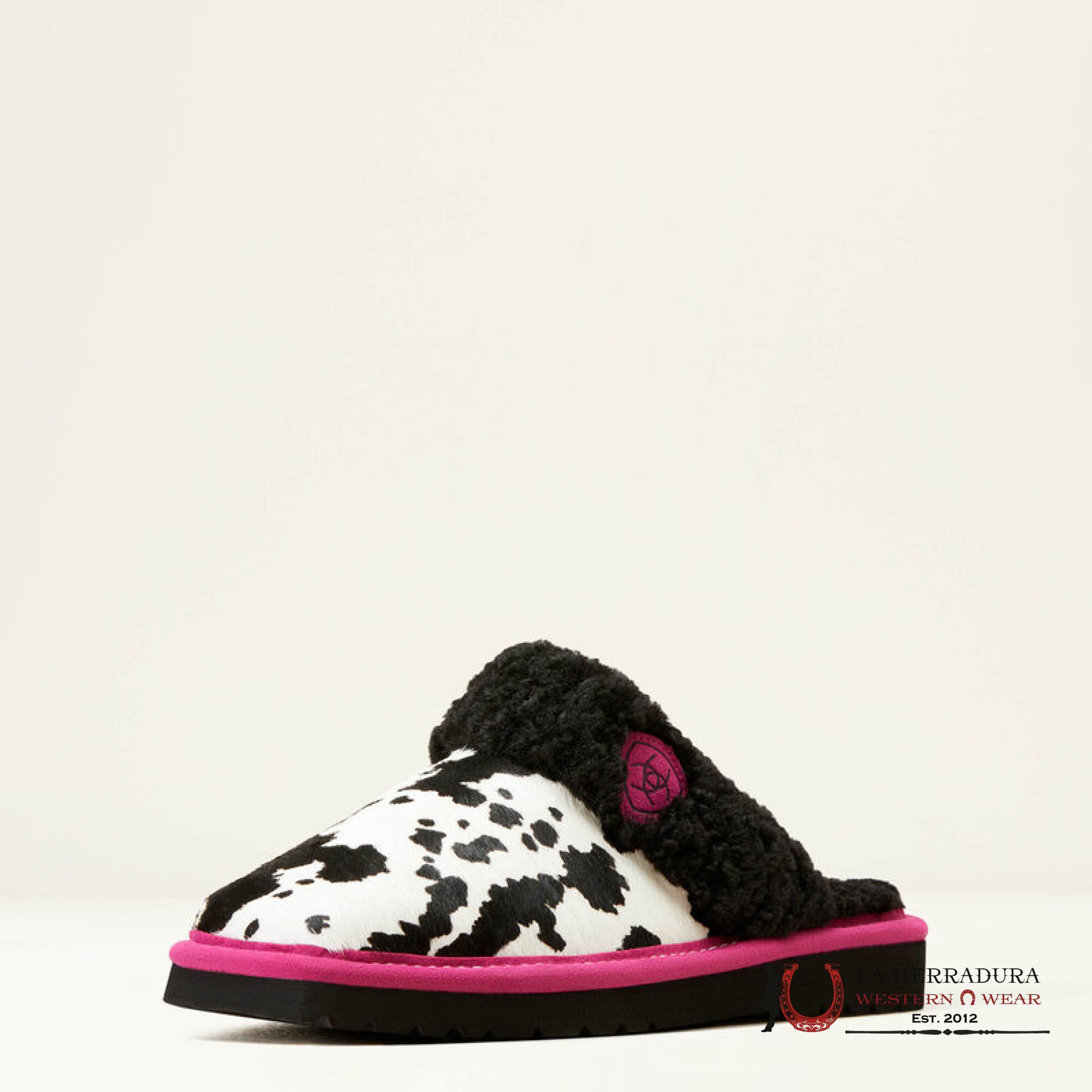 Ariat Womens Square Toe Slip-0N Jackie Exotic Cow Hide Pink Black Zapatos Mujeres