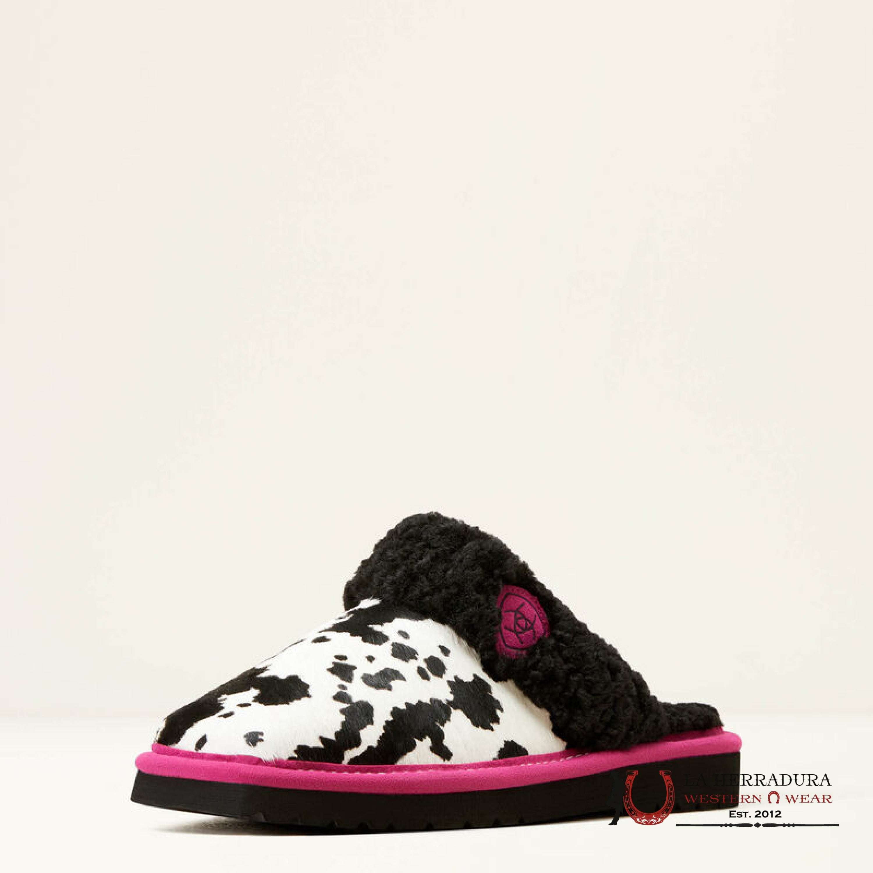 Ariat Womens Square Toe Slip-0N Jackie Exotic Cow Hide Pink Black Zapatos Mujeres