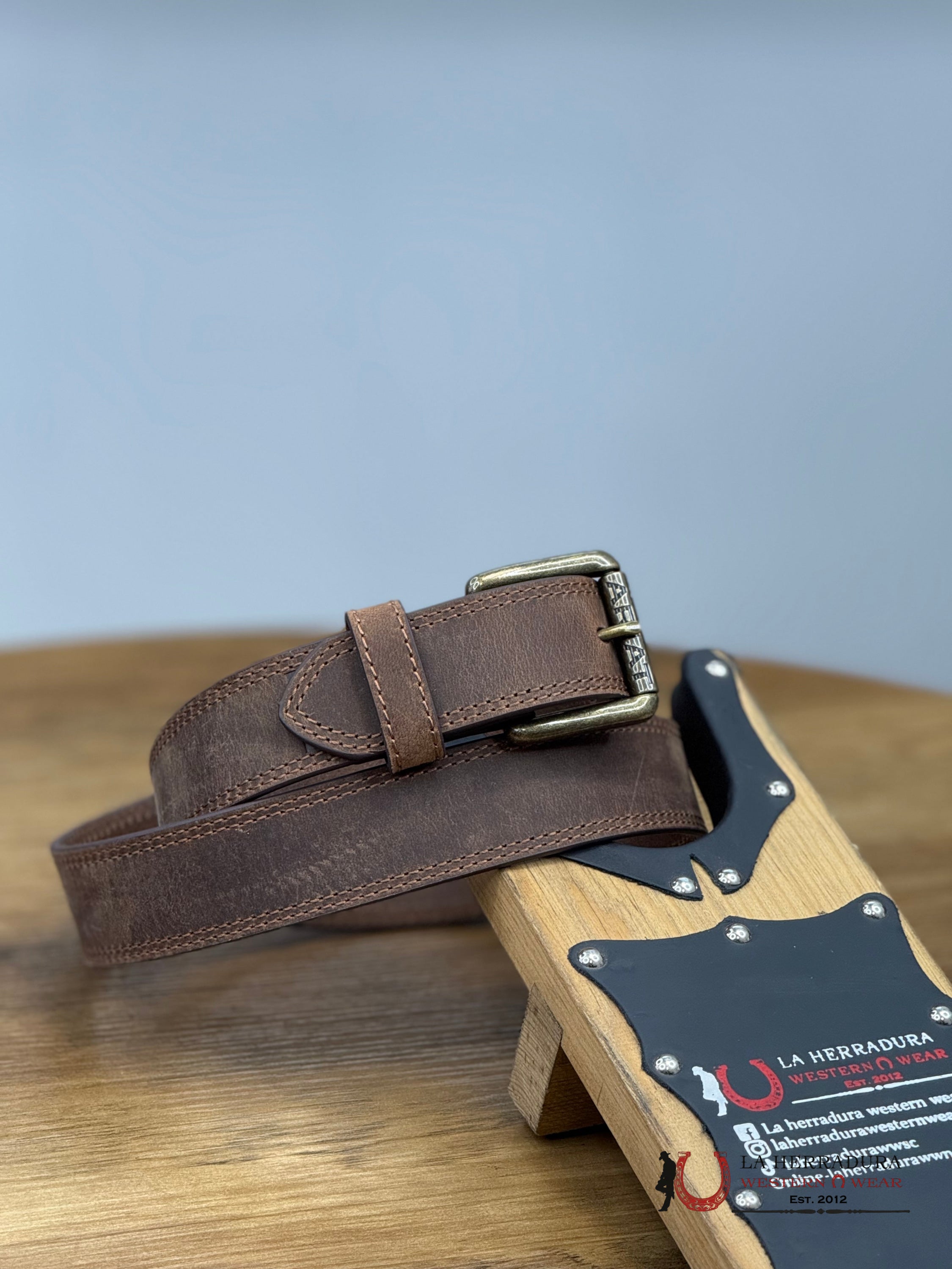 ARIAT WORK BELT BROWN METALIC COLOR BUCKLE - 0444 CINTURONES HOMBRES