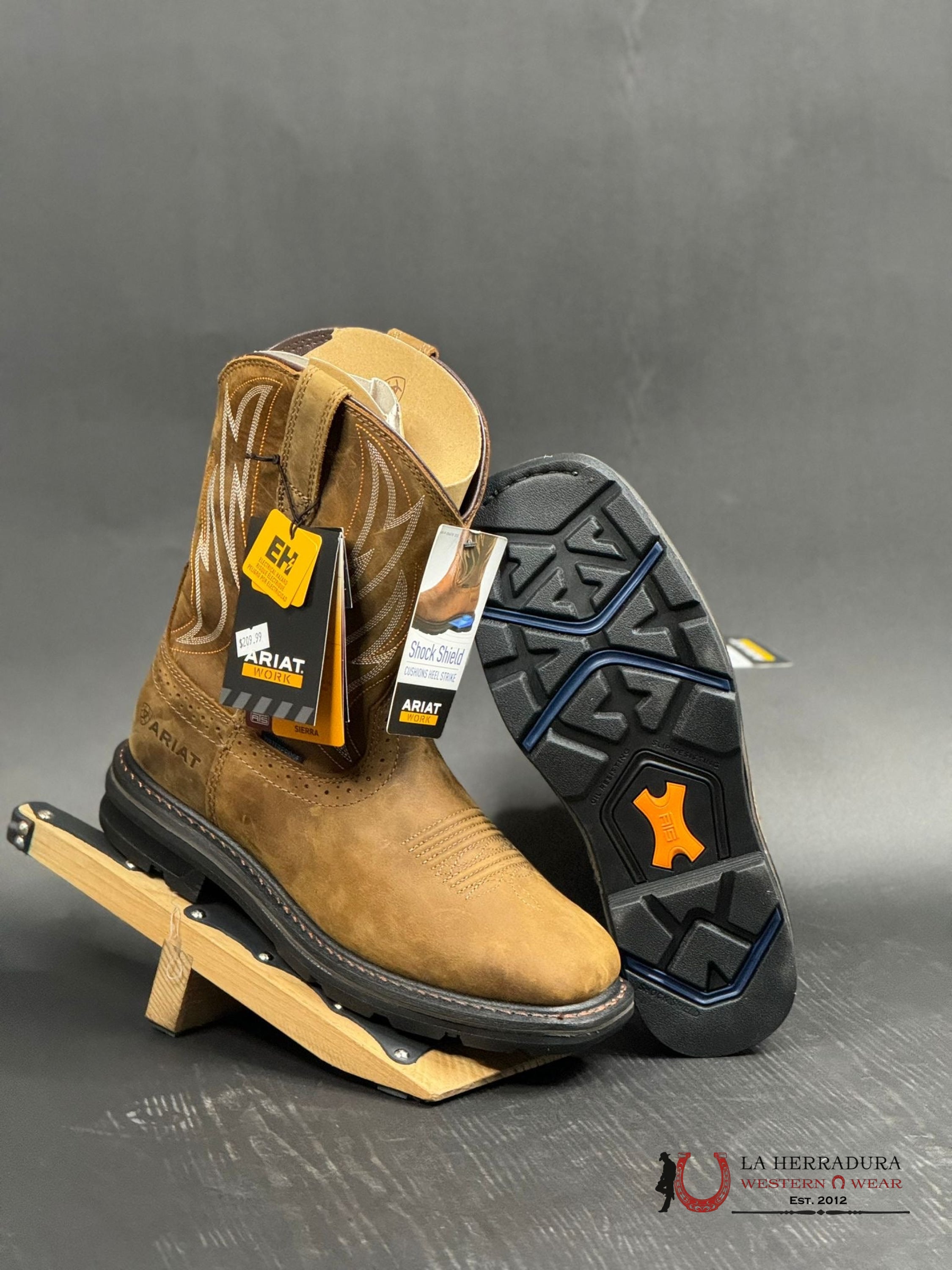 Ariat Work Sierra Shock Shield H2O Distressed Brown Square Toe Boot