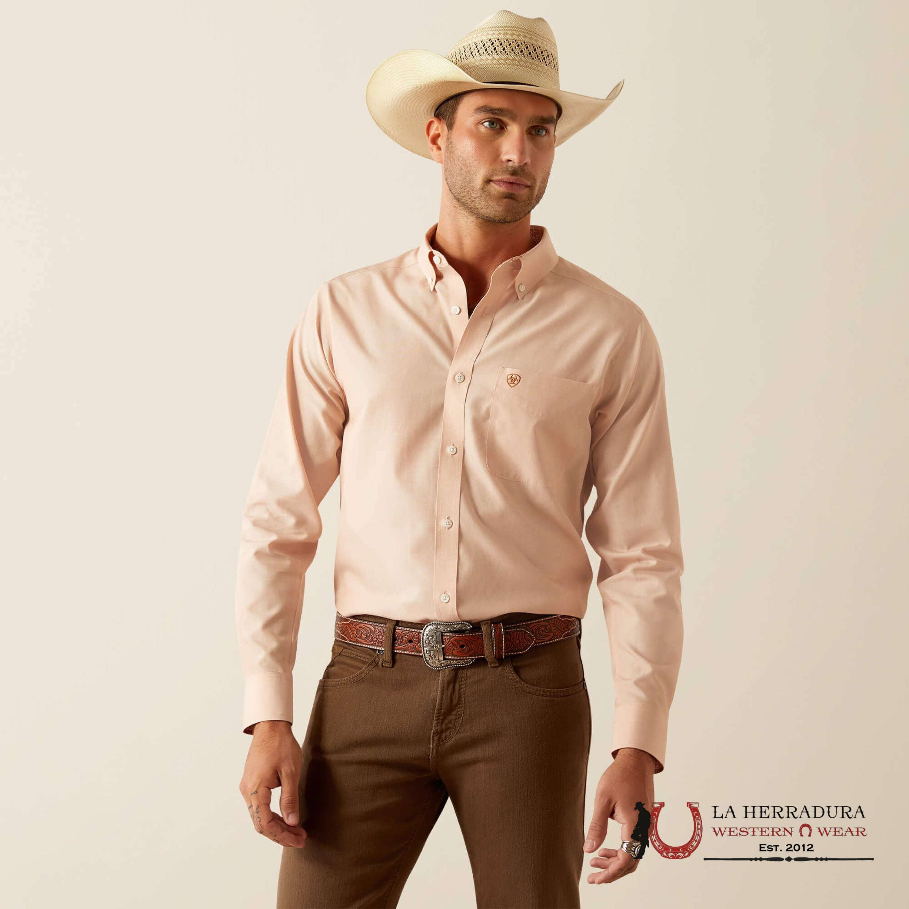 Ariat Wrinkle Free Fitted Long Sleeve Shirt Light Brown - 4660 Ropa Hombres