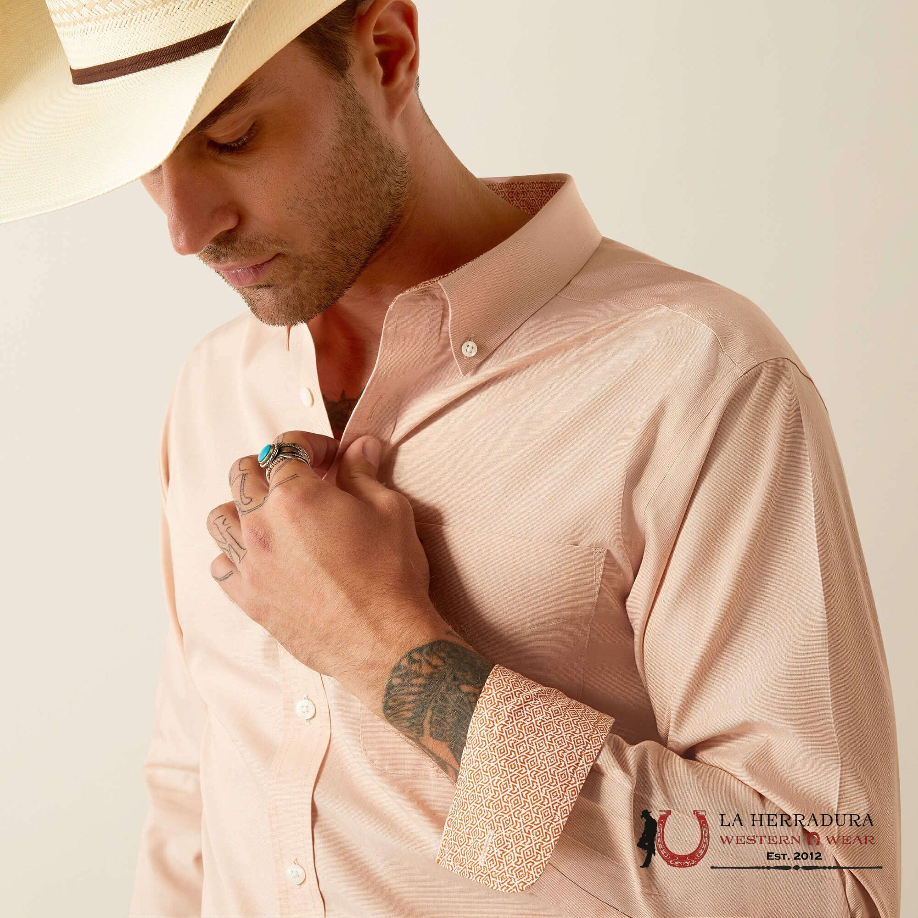 Ariat Wrinkle Free Fitted Long Sleeve Shirt Light Brown - 4660 Ropa Hombres