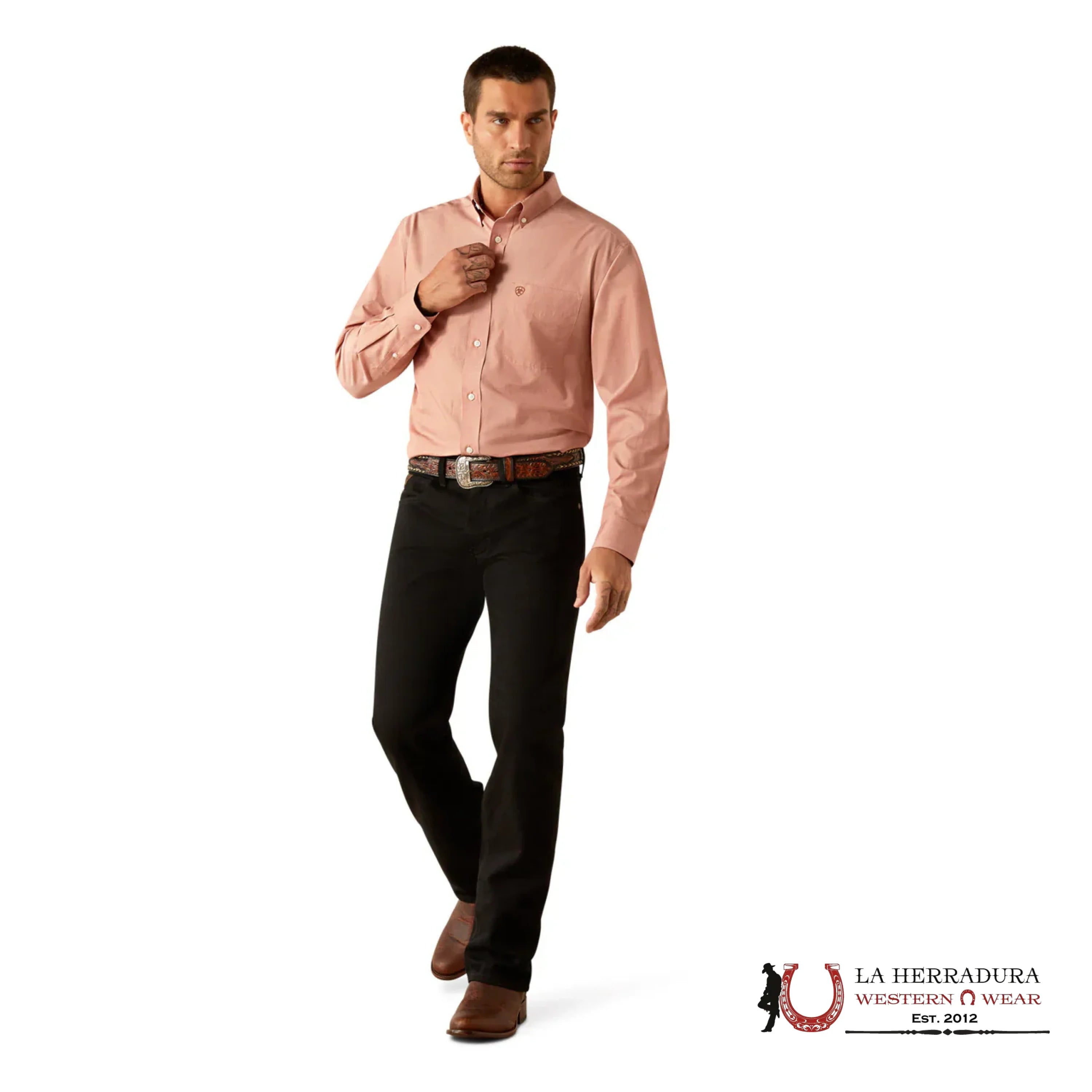 ARIAT WRINKLE FREE SOLID LONG SLEEVE SHIRT BRICK - 5277 ROPA HOMBRES