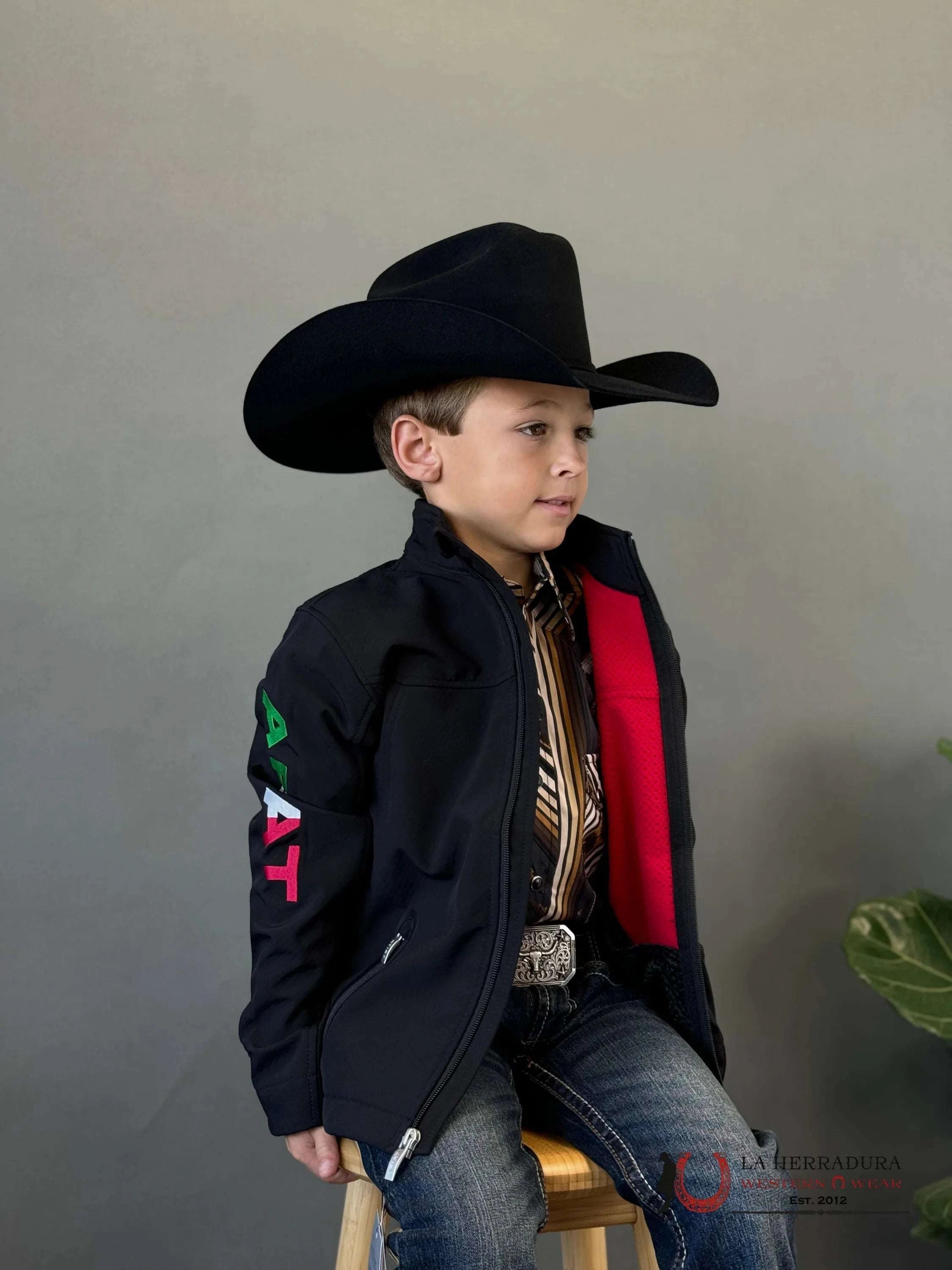 Ariat Youth Soft Shell Jacket Team Logo Black Mexico 2.0 Niños