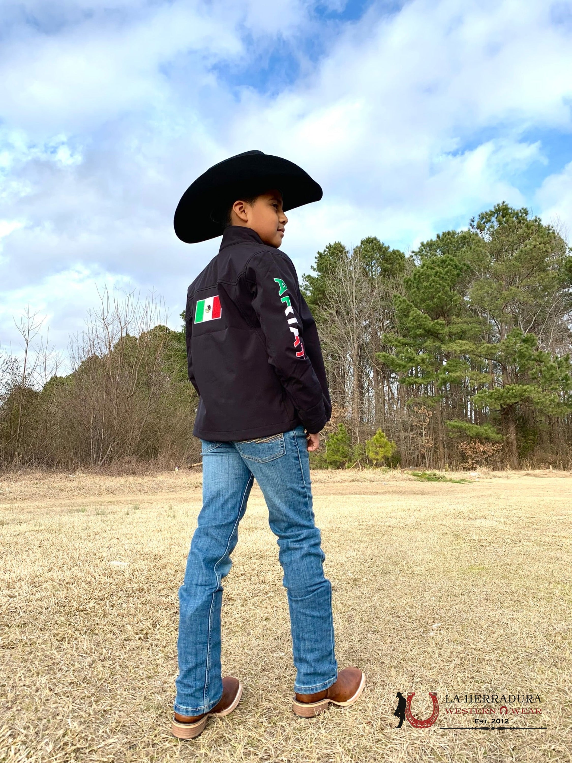 Ariat Youth Soft Shell Jacket Team Logo Black Mexico Niños