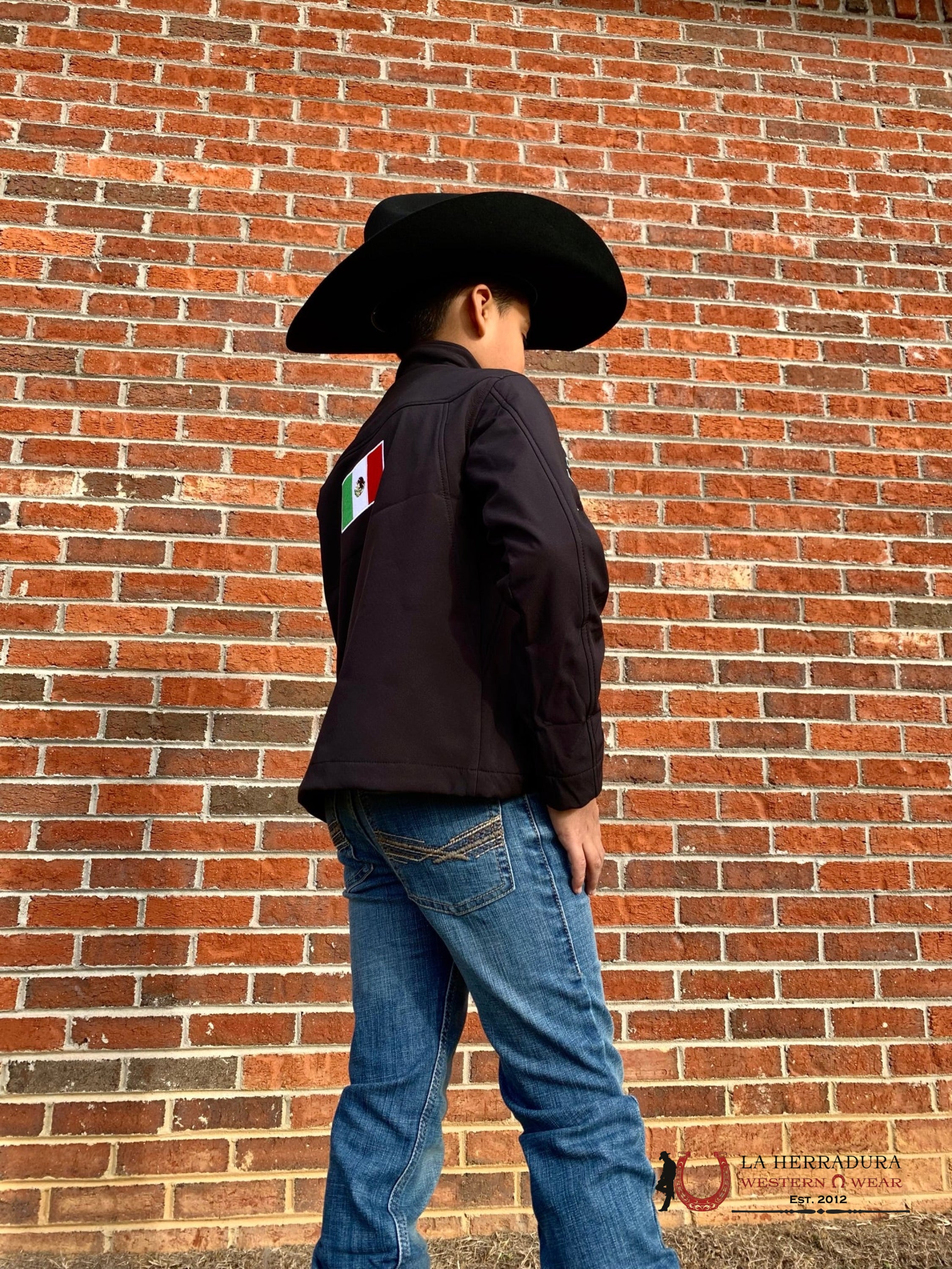 Ariat Youth Soft Shell Jacket Team Logo Black Mexico Niños