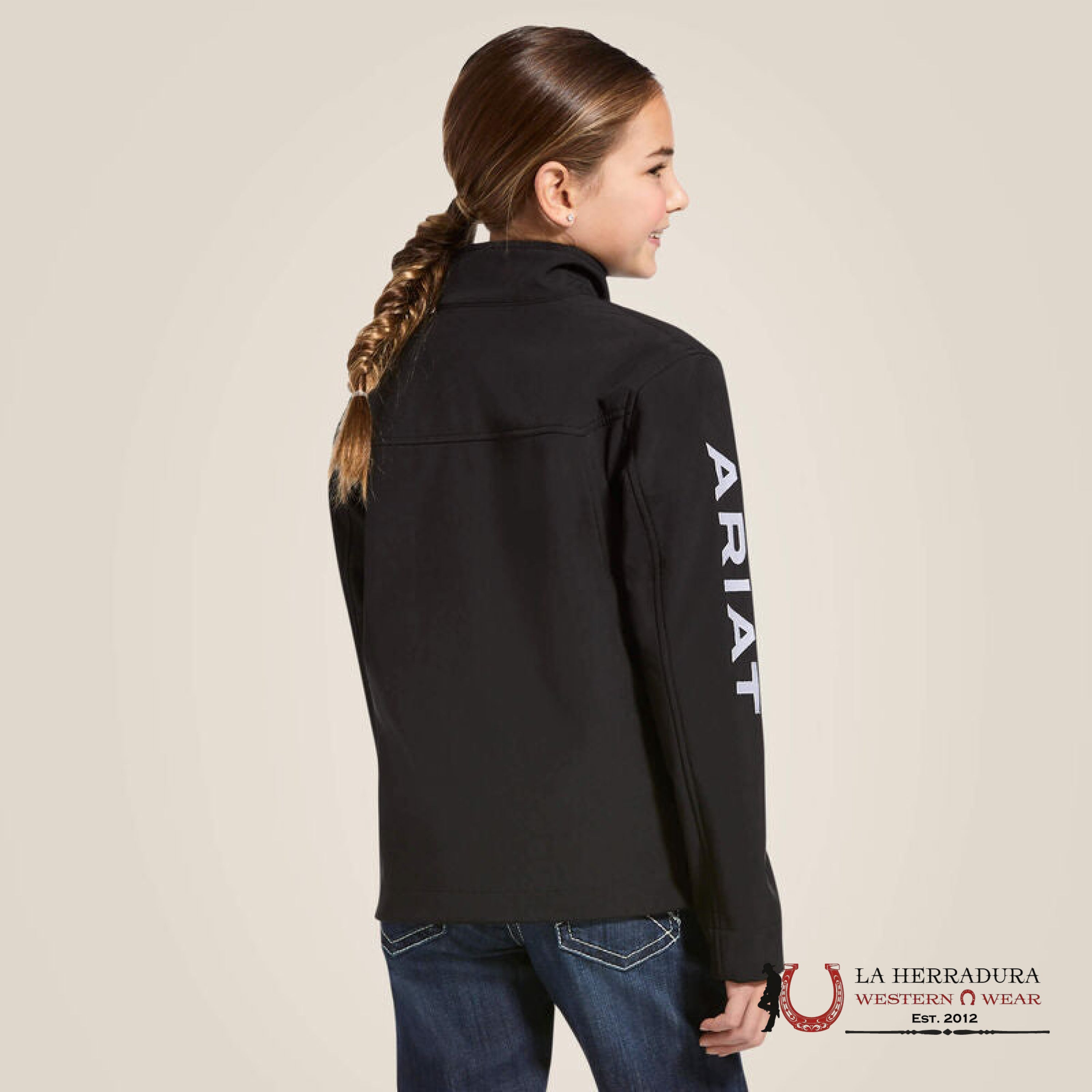 Ariat Youth Soft Shell Jacket Team Logo Black/White Unisex Niños